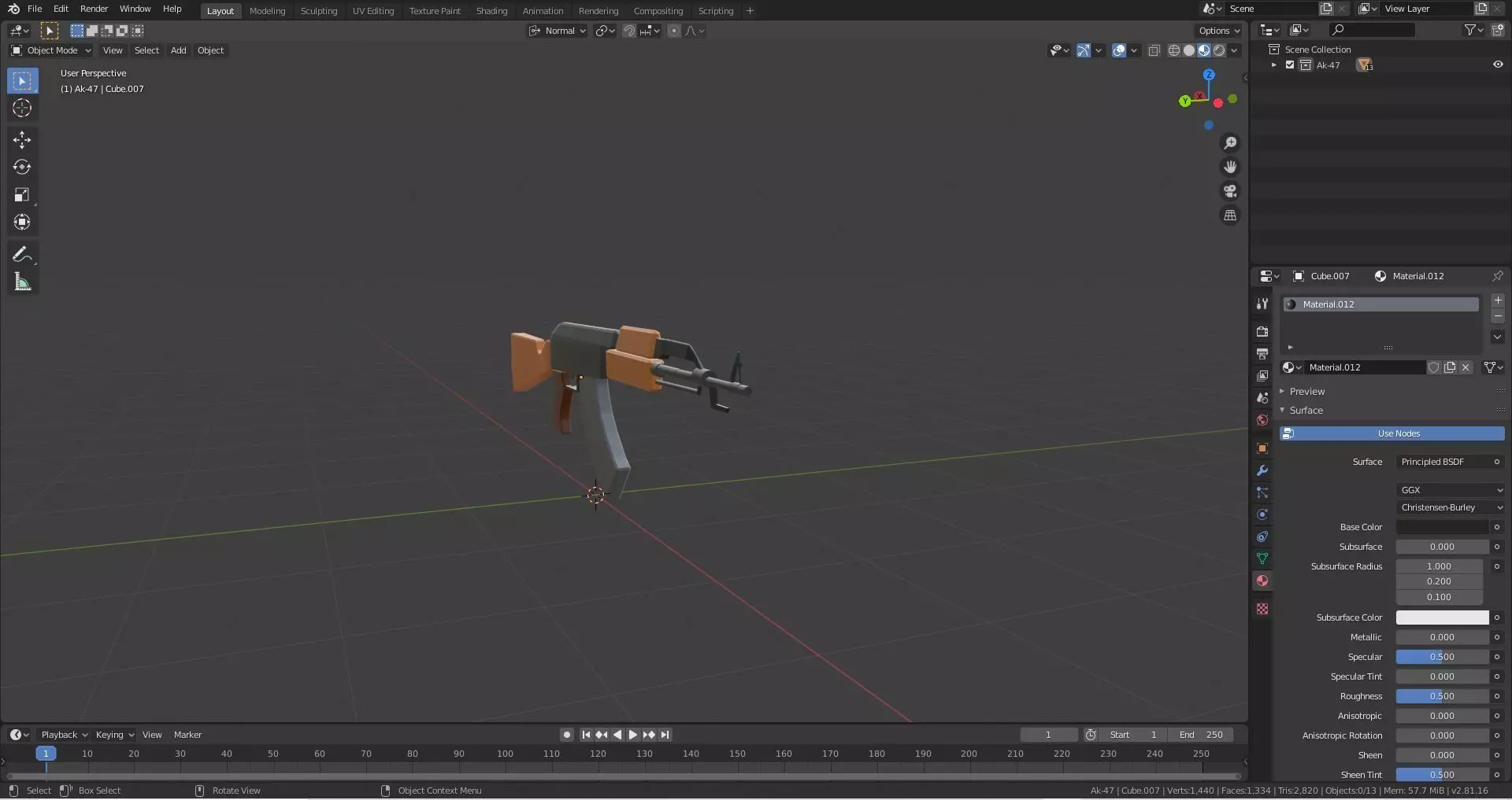 Ak-47 Low poly ak - gun Low-poly 3D model_0