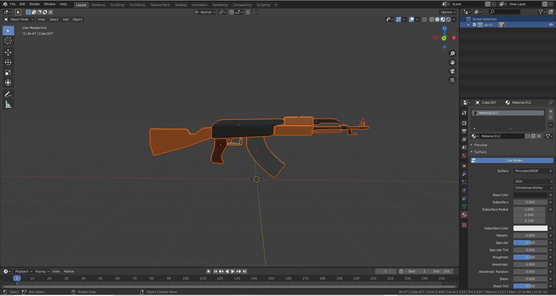 Ak-47 Low poly ak - gun Low-poly 3D model_2