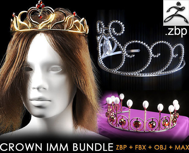 12 crown bundle Low-poly 3D model