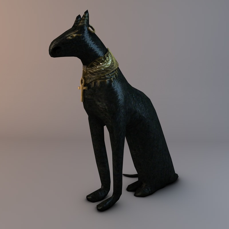 Low Poly Bastet Statue 3D print model_2