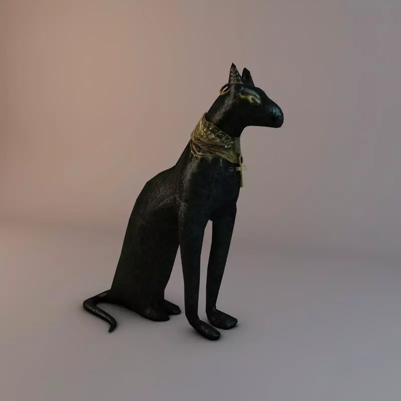 Low Poly Bastet Statue 3D print model_0
