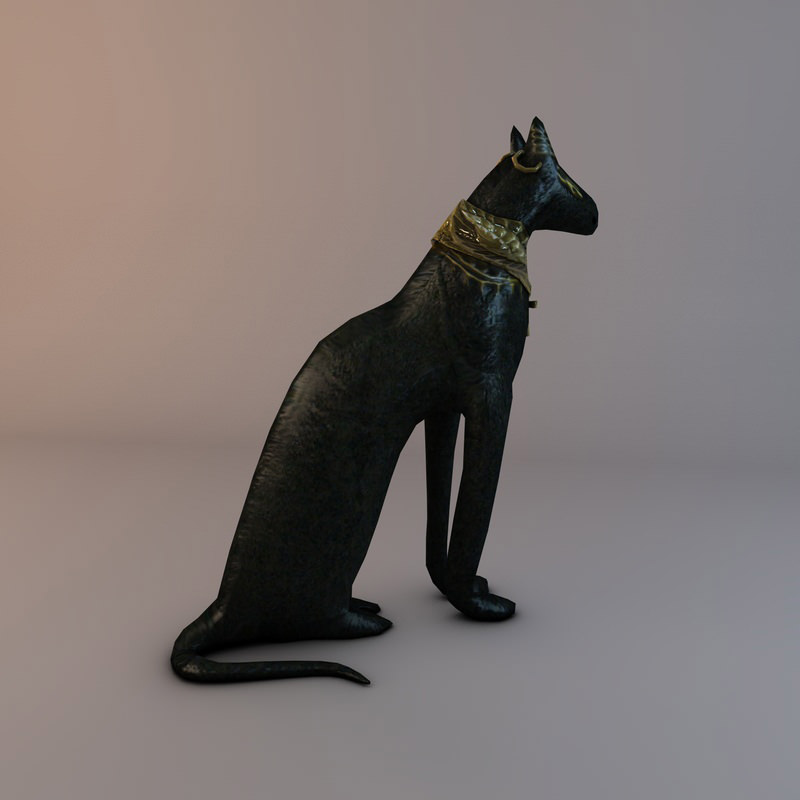 Low Poly Bastet Statue 3D print model_4