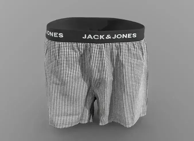 JACMEYER TRUNKS - Boxer Short Grey Plaid Low-poly 3D model