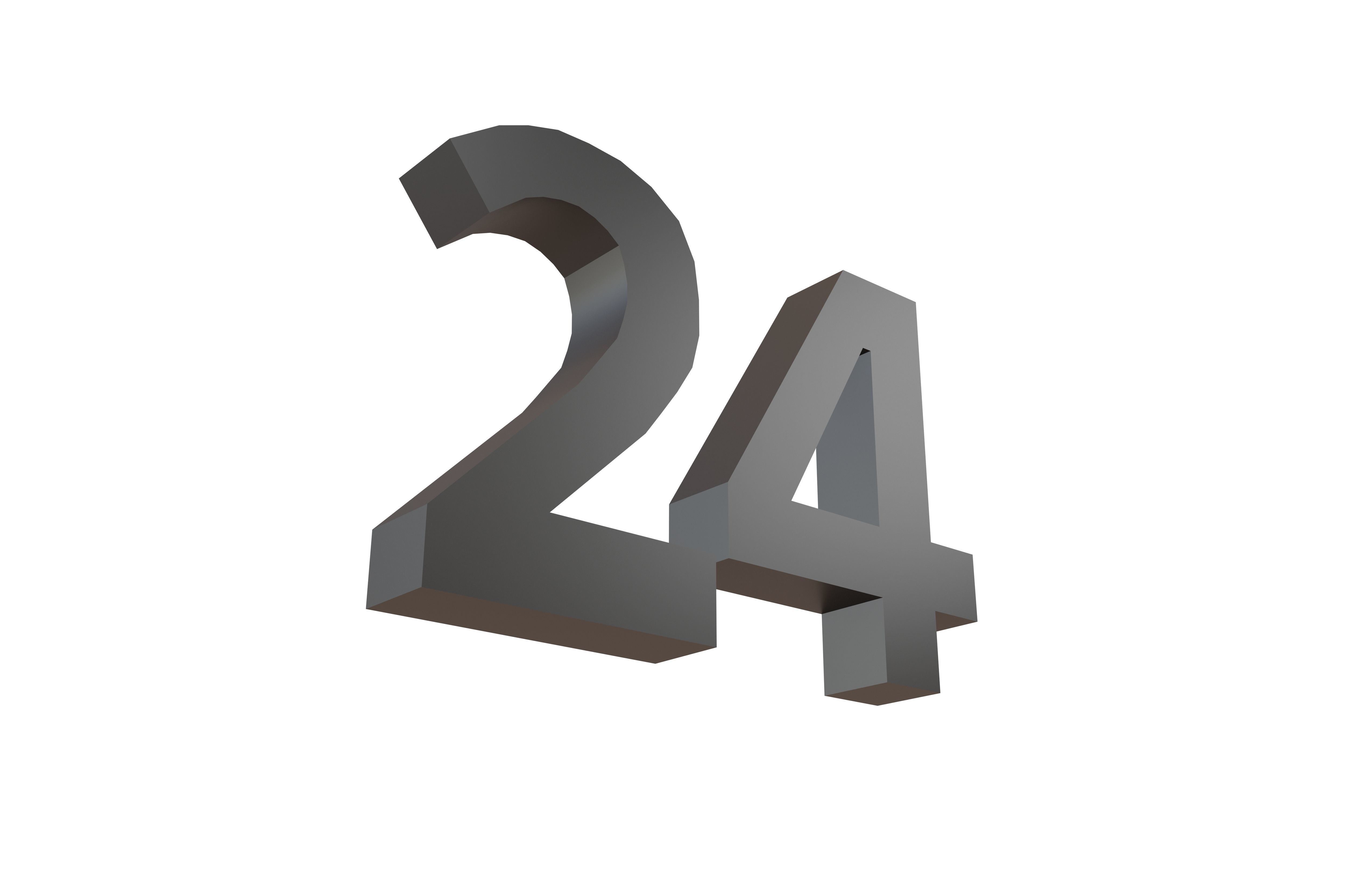 Date Number 24 v1 001 Low-poly 3D model_3