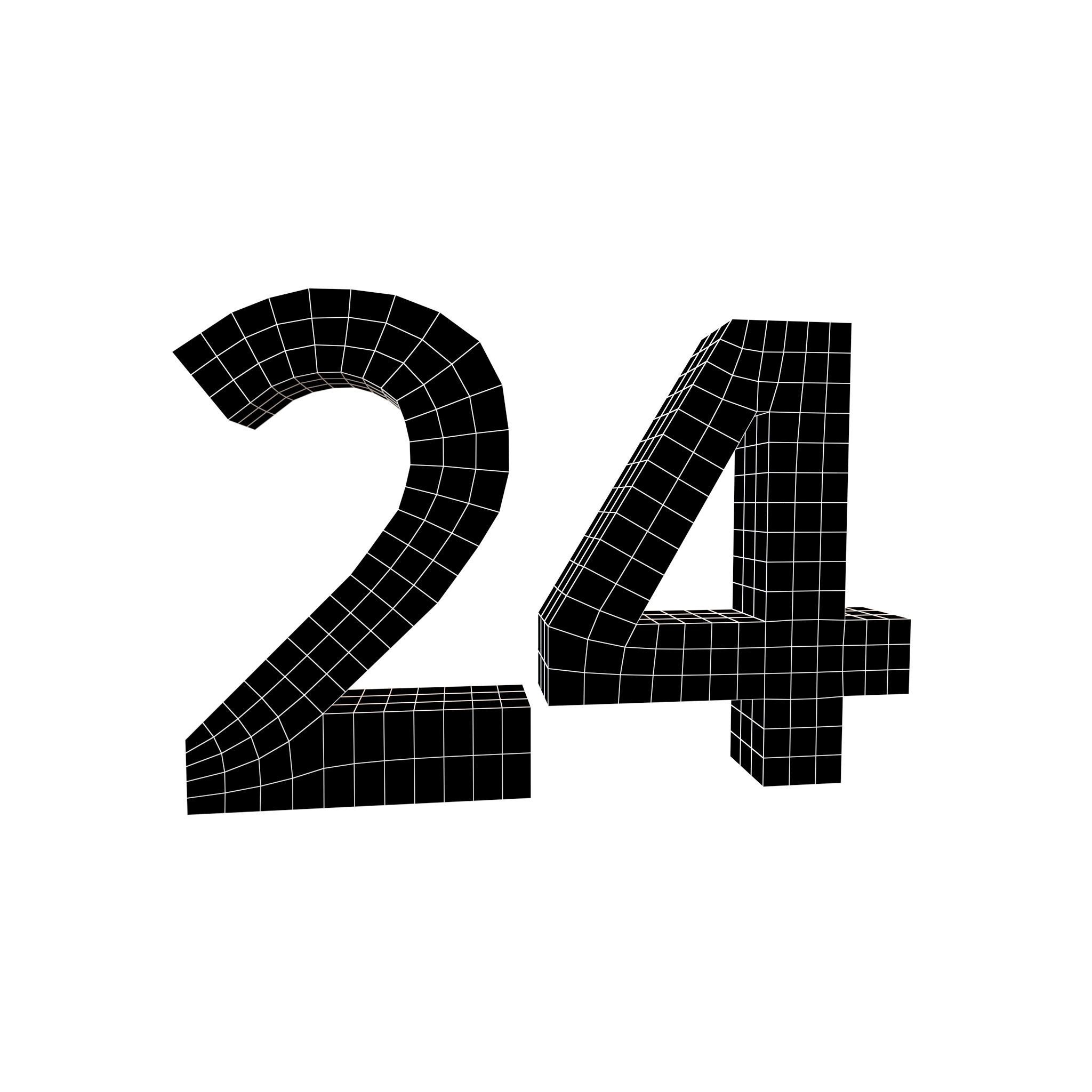 Date Number 24 v1 001 Low-poly 3D model_5