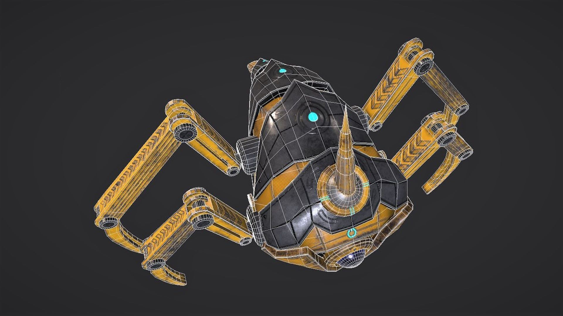 Sci Fi Robot Drone Low-poly 3D model_10