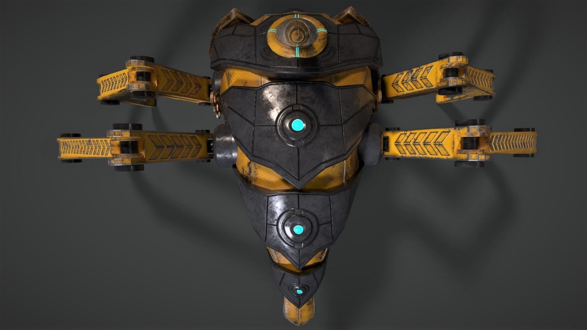 Sci Fi Robot Drone Low-poly 3D model_7