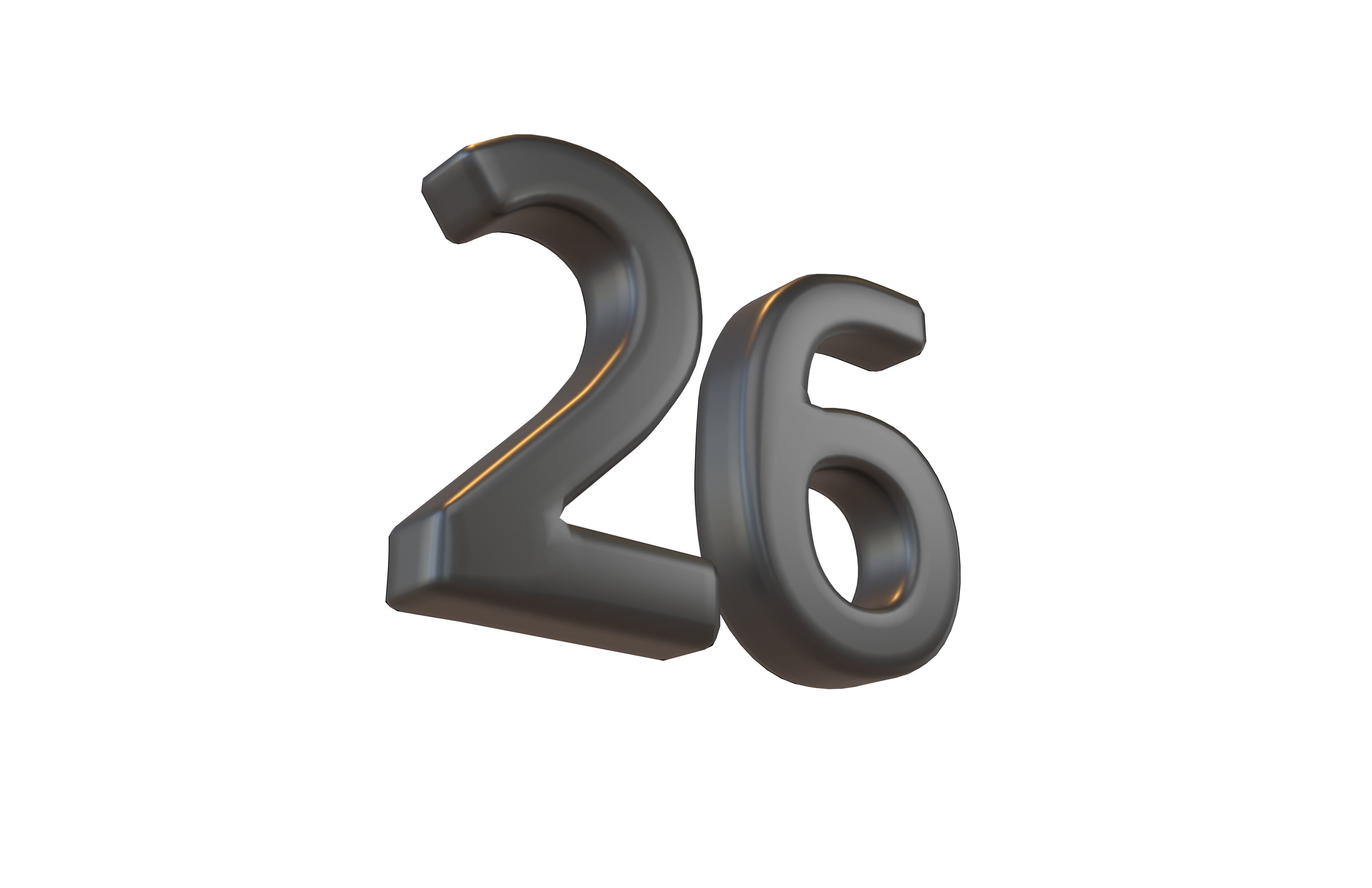 Date Number 26 v2 001 Low-poly 3D model_2