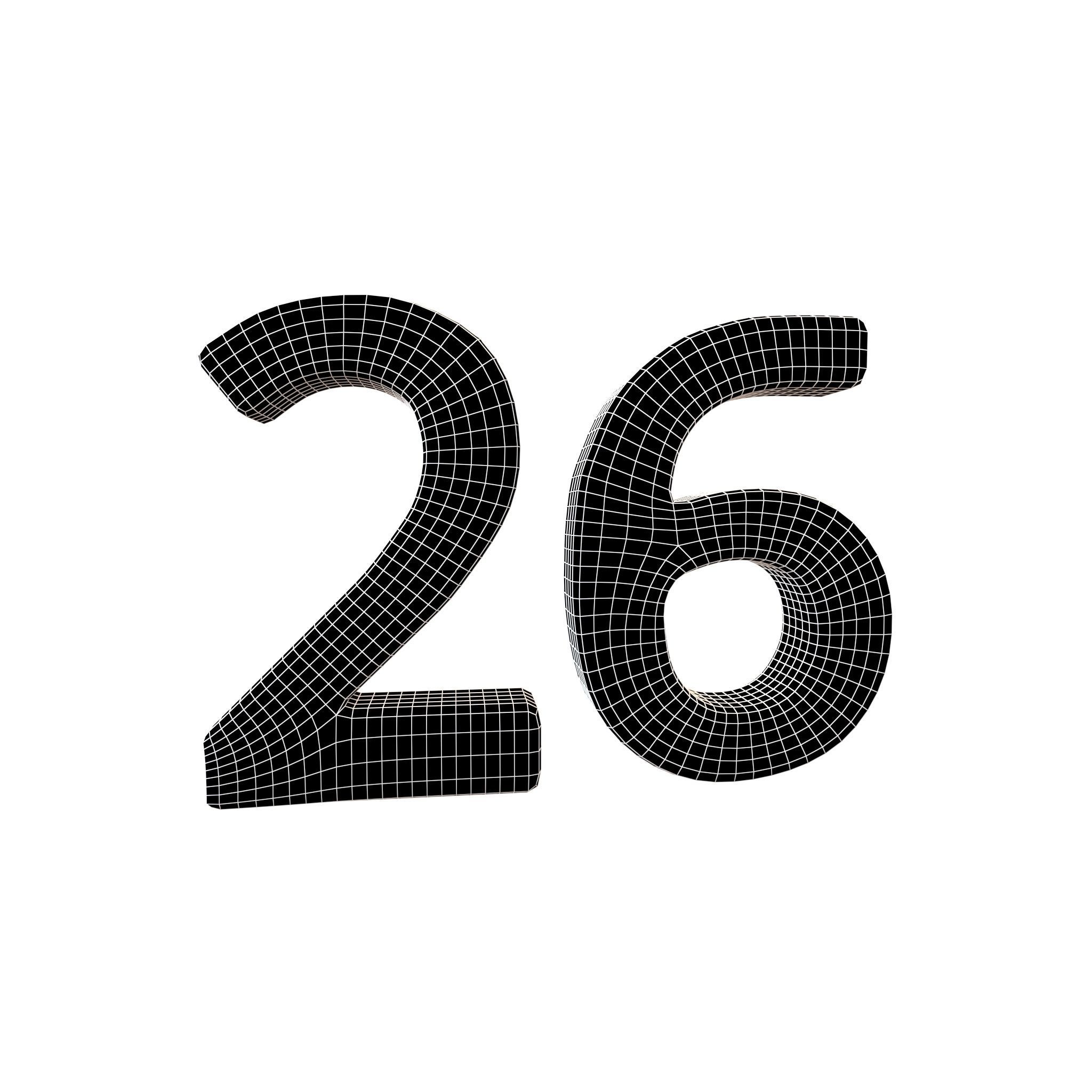 Date Number 26 v2 001 Low-poly 3D model_6