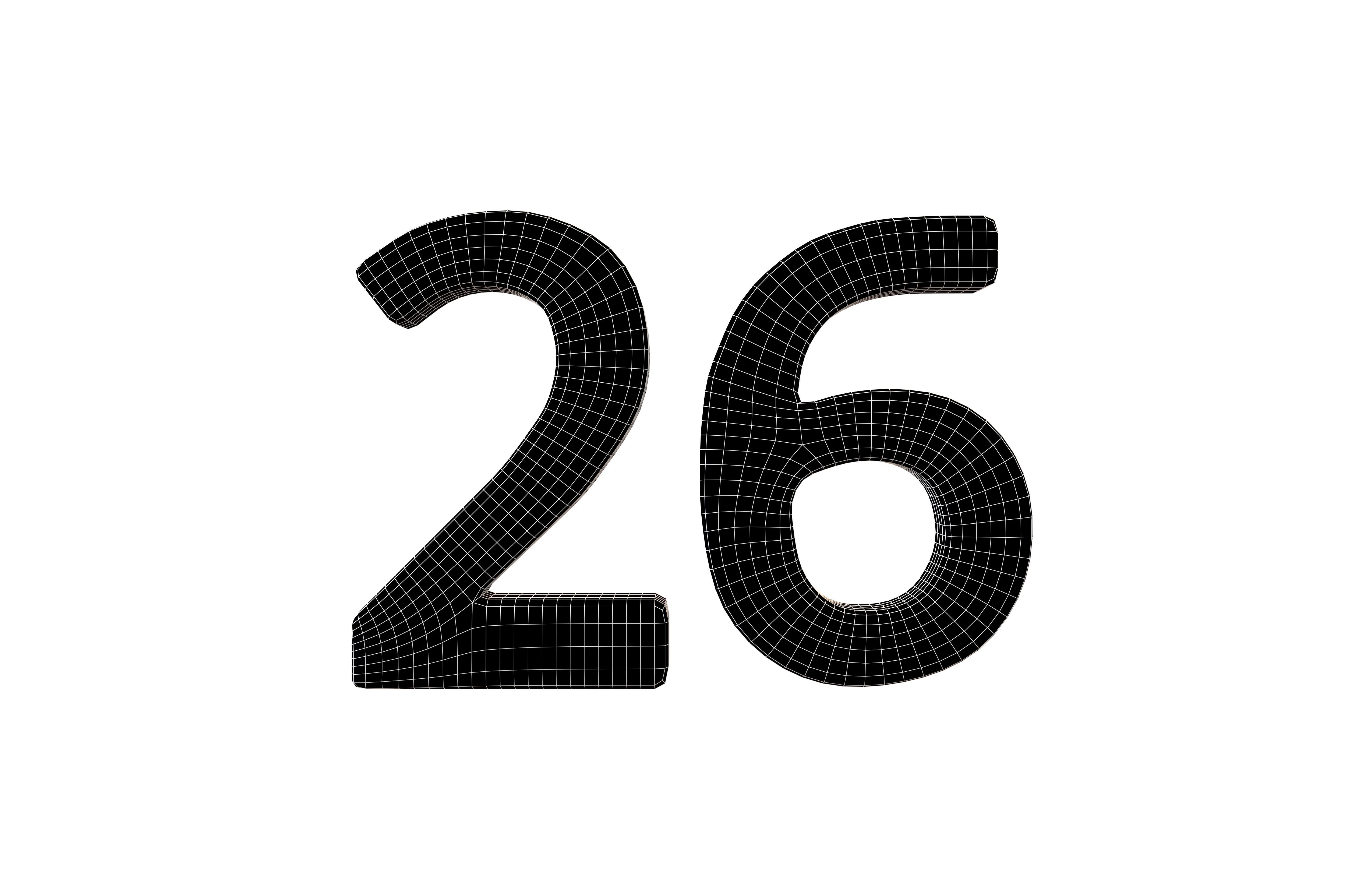 Date Number 26 v2 001 Low-poly 3D model_4