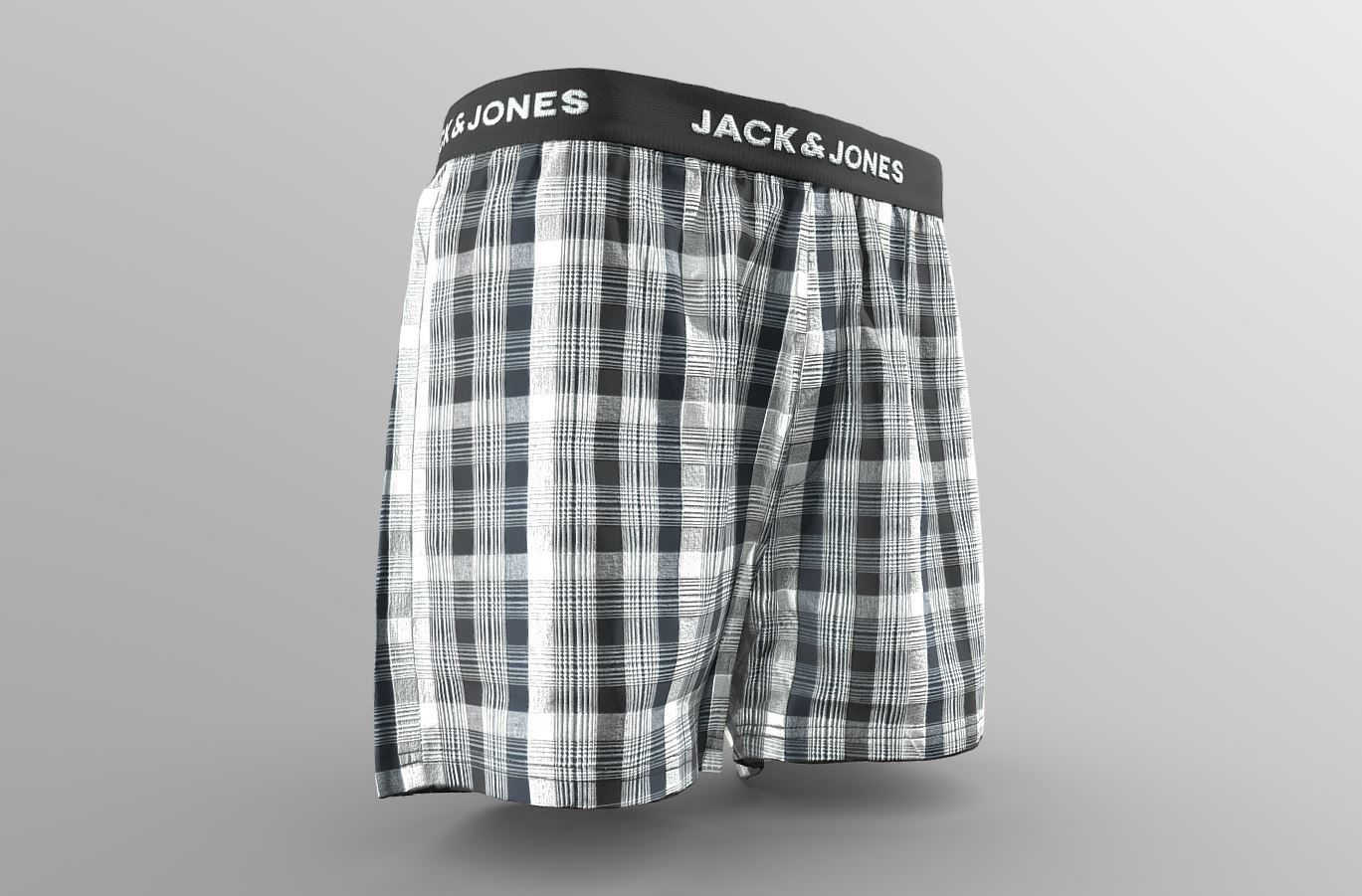 JACMEYER TRUNKS - Boxer Short Grey Plaid Striped Low-poly 3D model_2