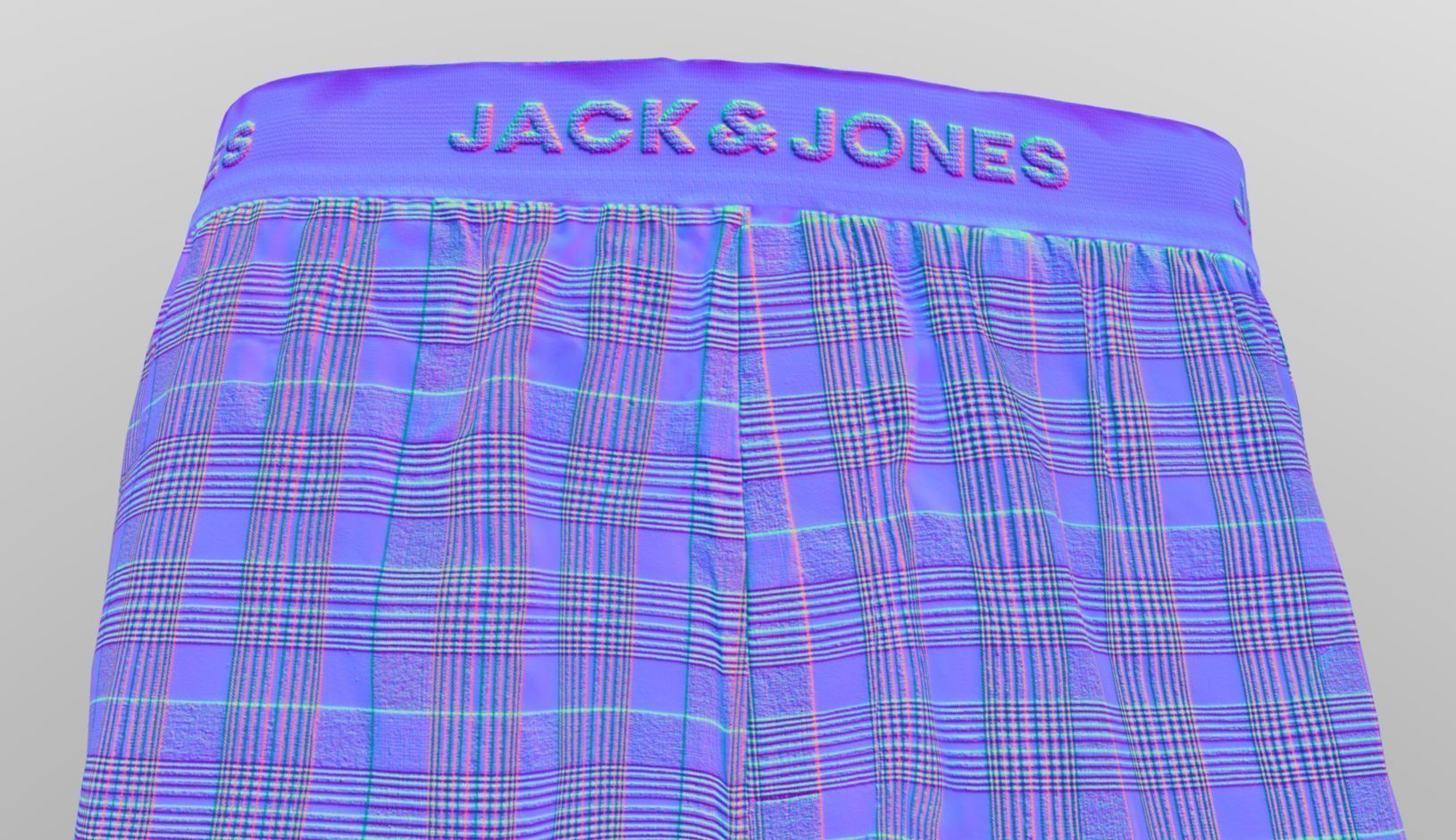 JACMEYER TRUNKS - Boxer Short Grey Plaid Striped Low-poly 3D model_7