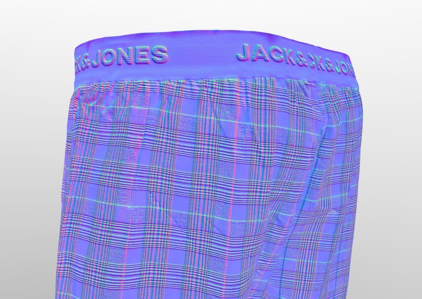 JACMEYER TRUNKS - Boxer Short Grey Plaid Striped Low-poly 3D model_8