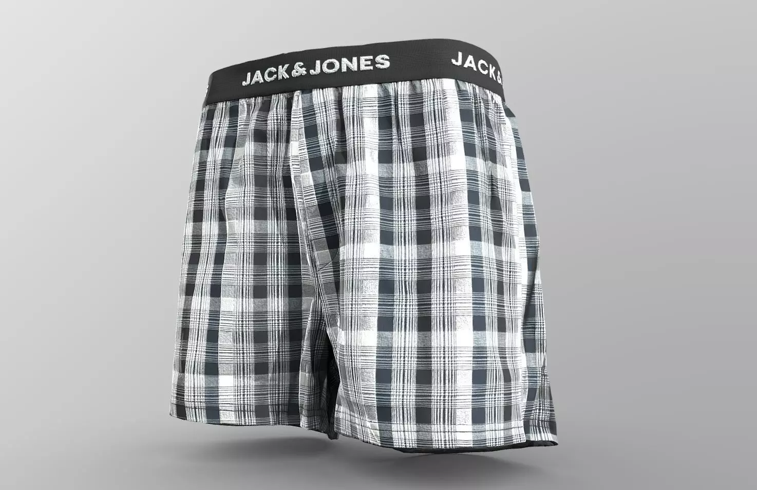 JACMEYER TRUNKS - Boxer Short Grey Plaid Striped Low-poly 3D model_0