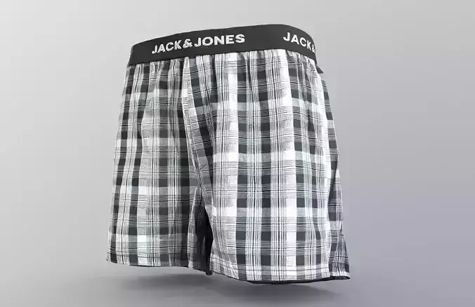 JACMEYER TRUNKS - Boxer Short Grey Plaid Striped Low-poly 3D model