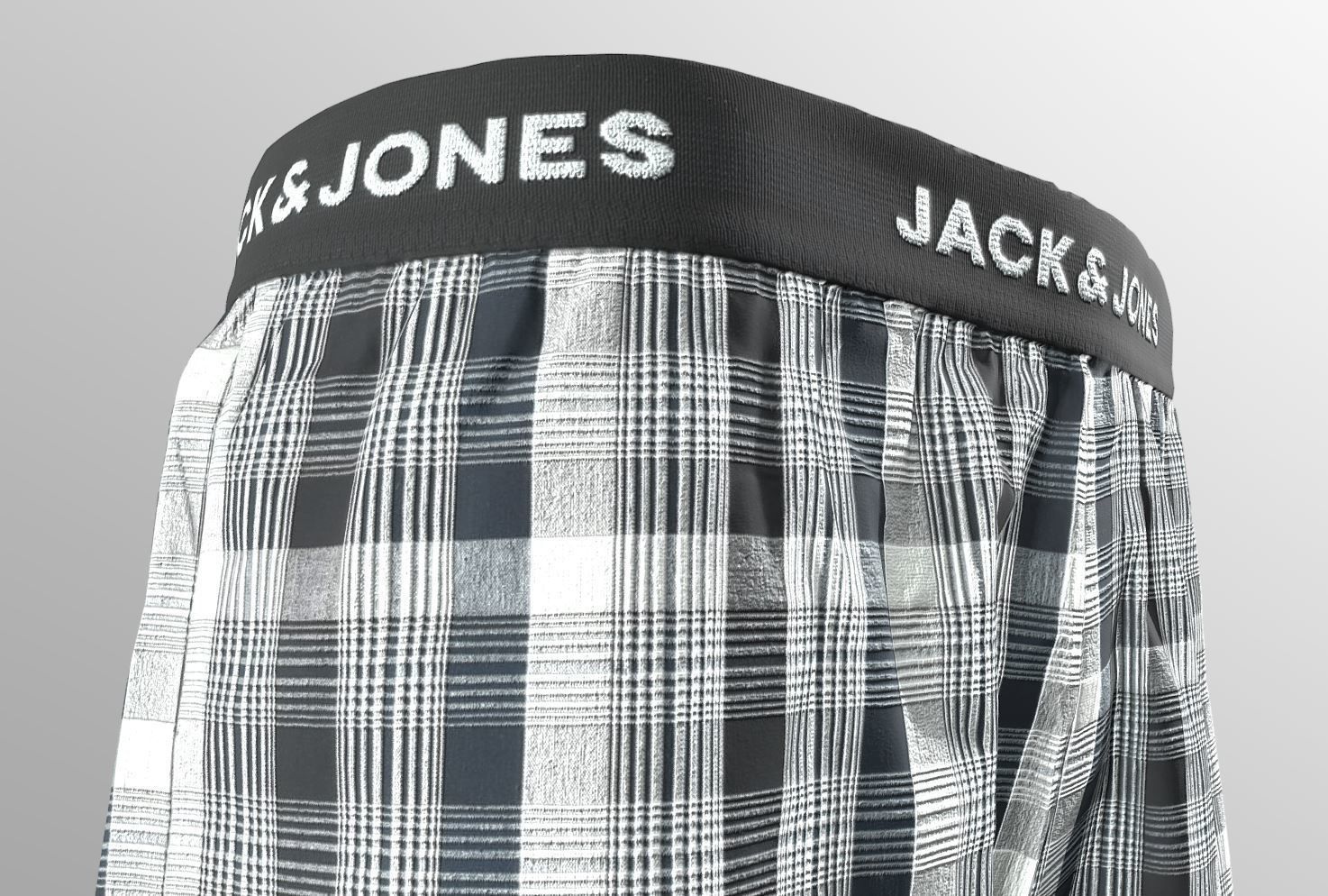 JACMEYER TRUNKS - Boxer Short Grey Plaid Striped Low-poly 3D model_6
