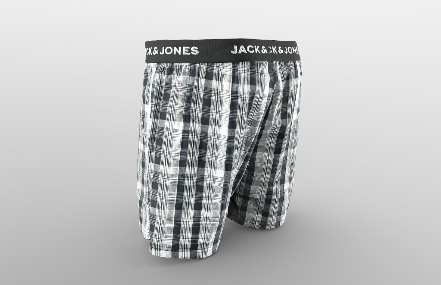 JACMEYER TRUNKS - Boxer Short Grey Plaid Striped Low-poly 3D model_4