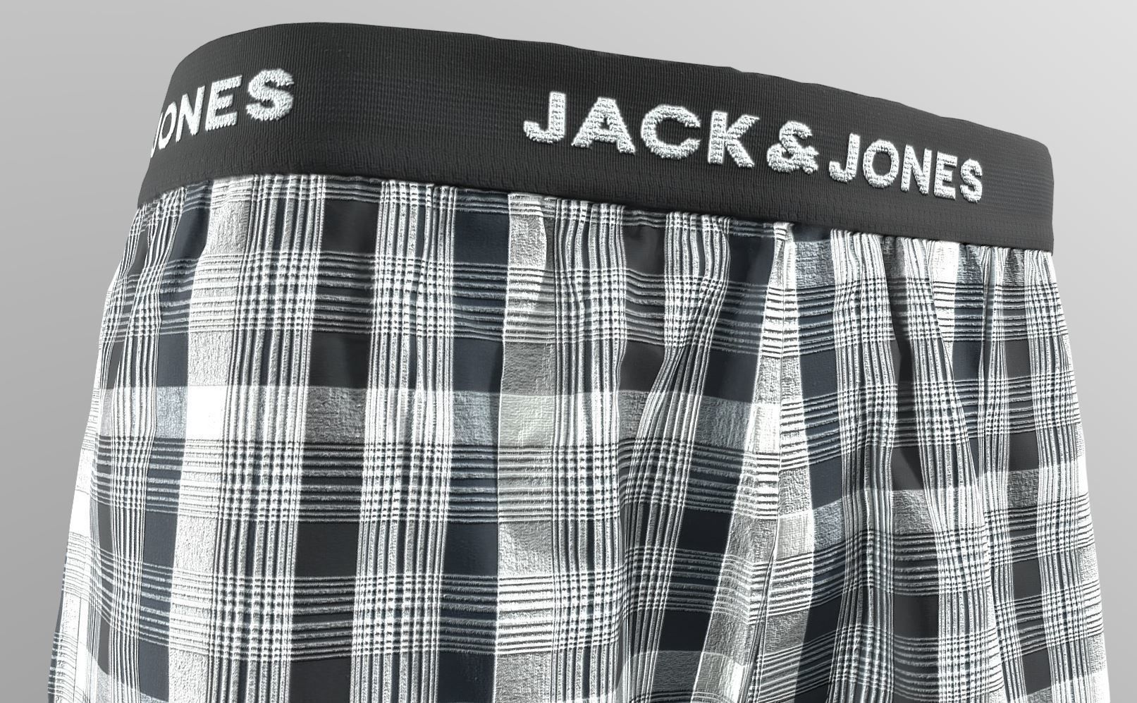 JACMEYER TRUNKS - Boxer Short Grey Plaid Striped Low-poly 3D model_5