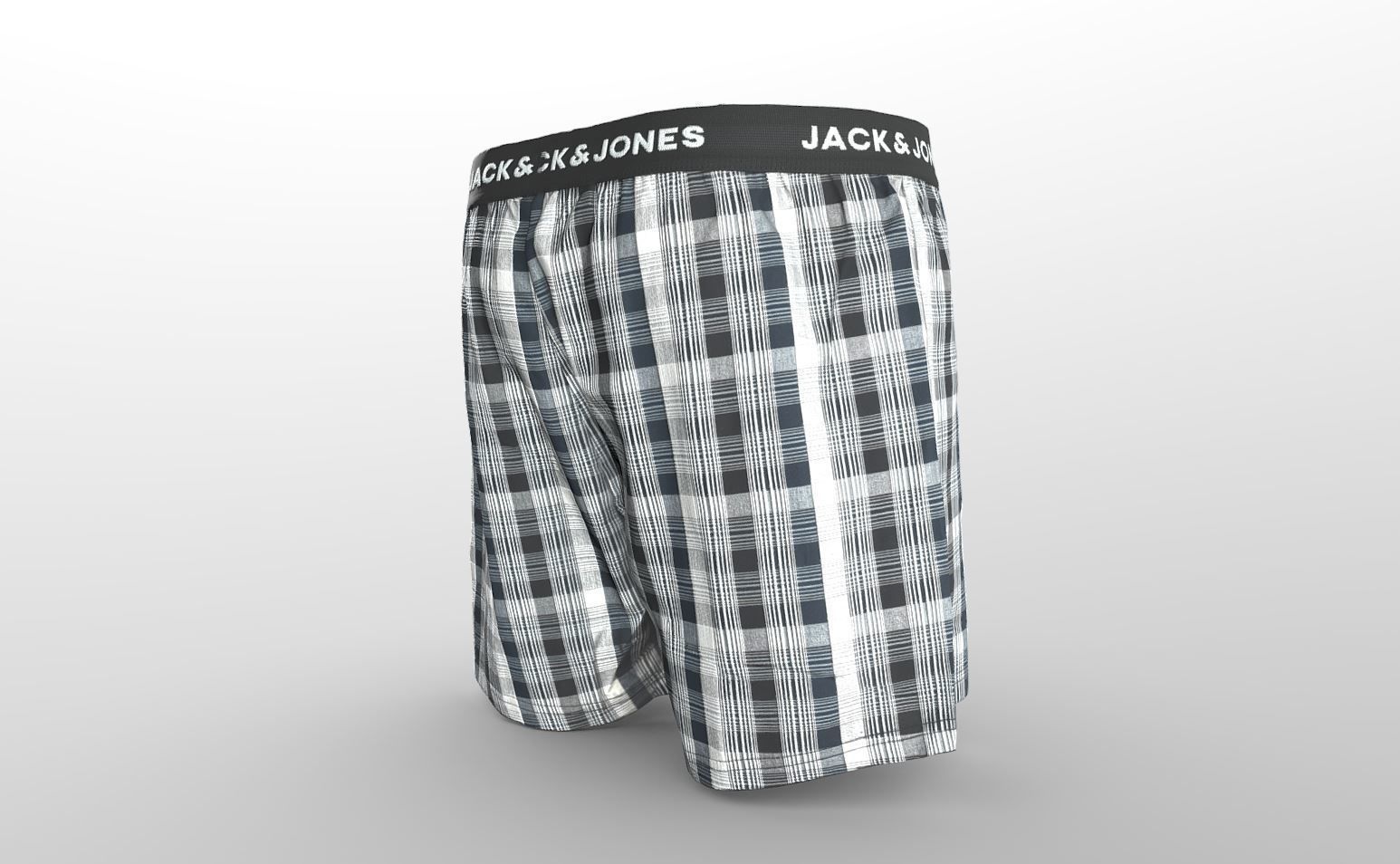 JACMEYER TRUNKS - Boxer Short Grey Plaid Striped Low-poly 3D model_3