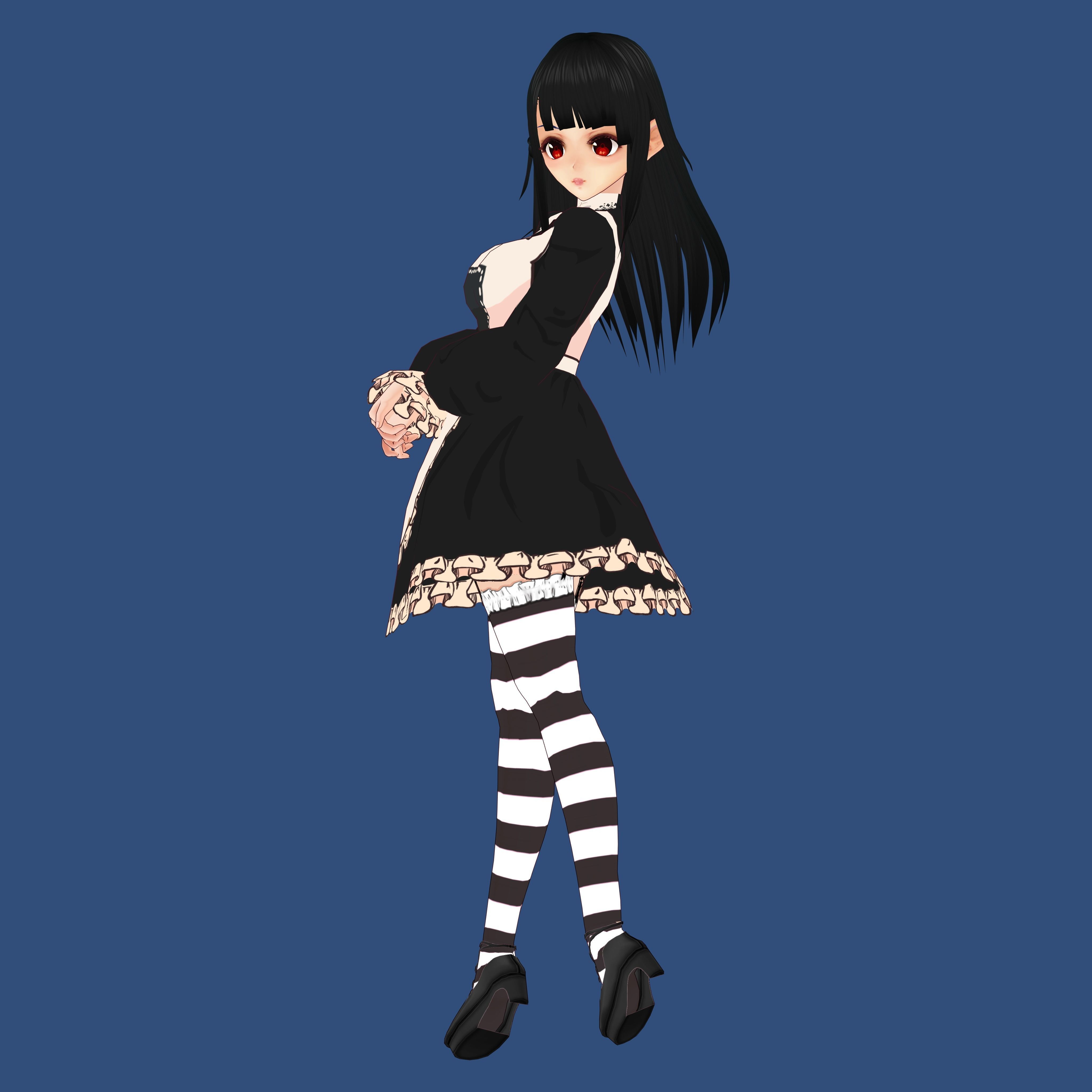 Anime Girl Maid Outfit 3D model_1