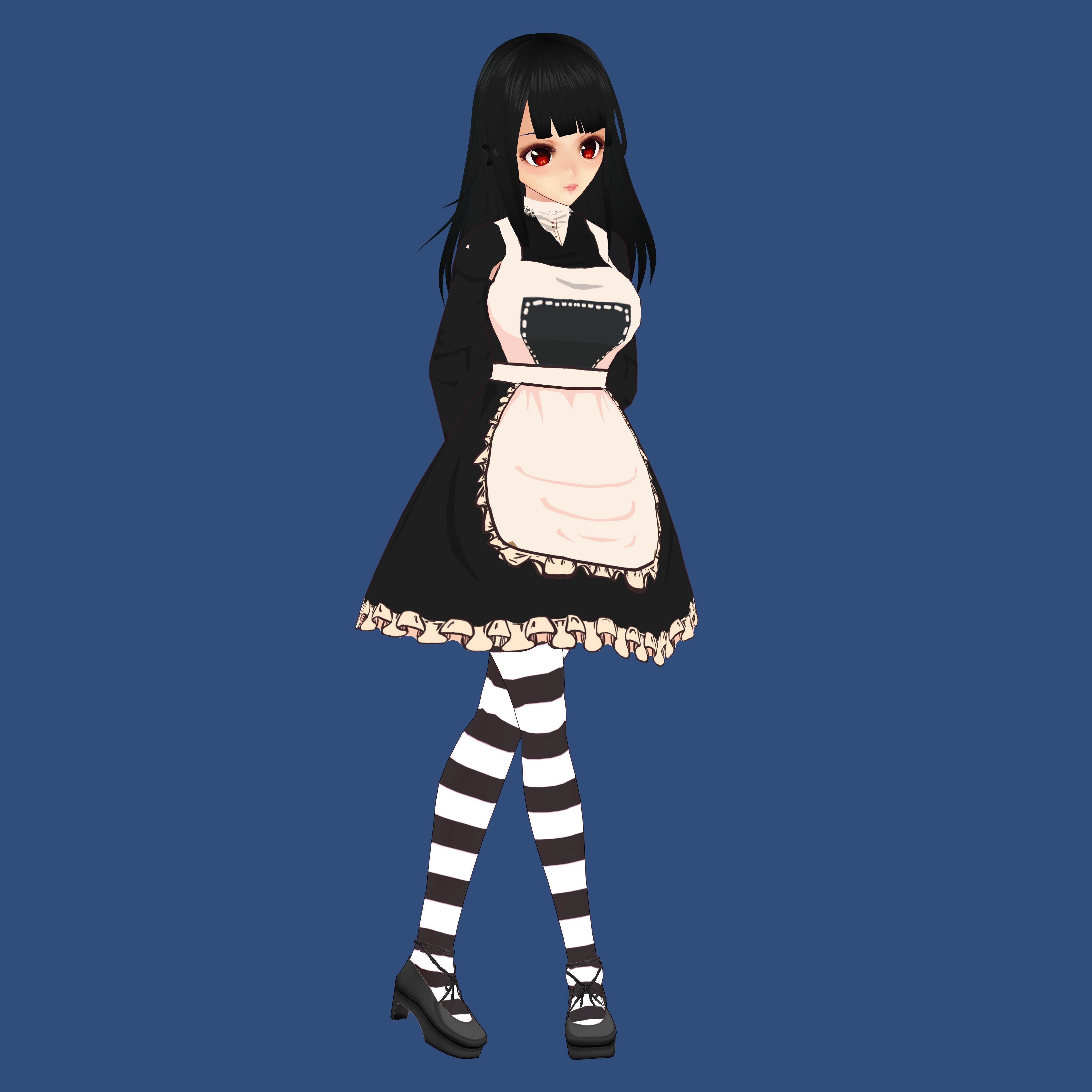 Anime Girl Maid Outfit 3D model_17