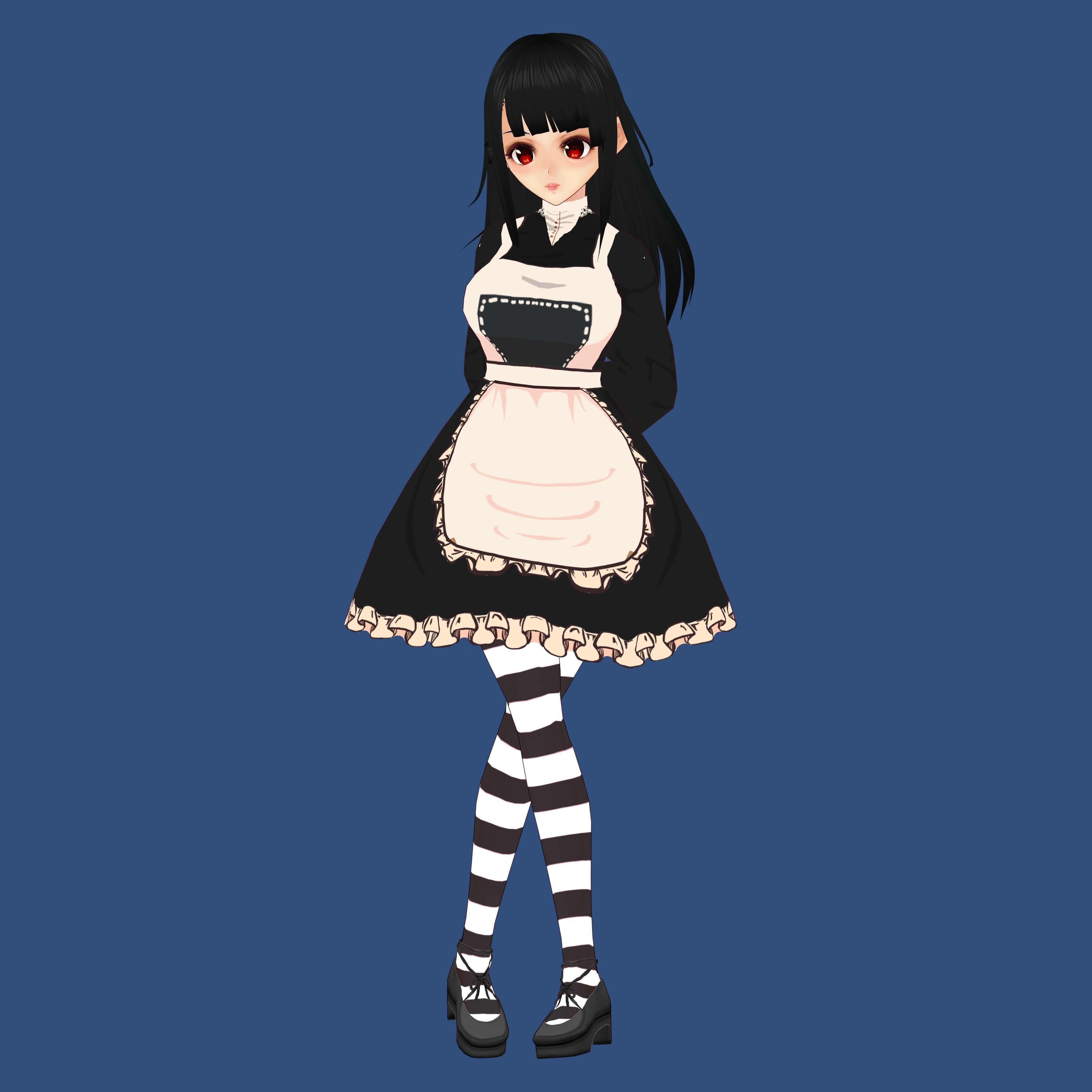 Anime Girl Maid Outfit 3D model_15