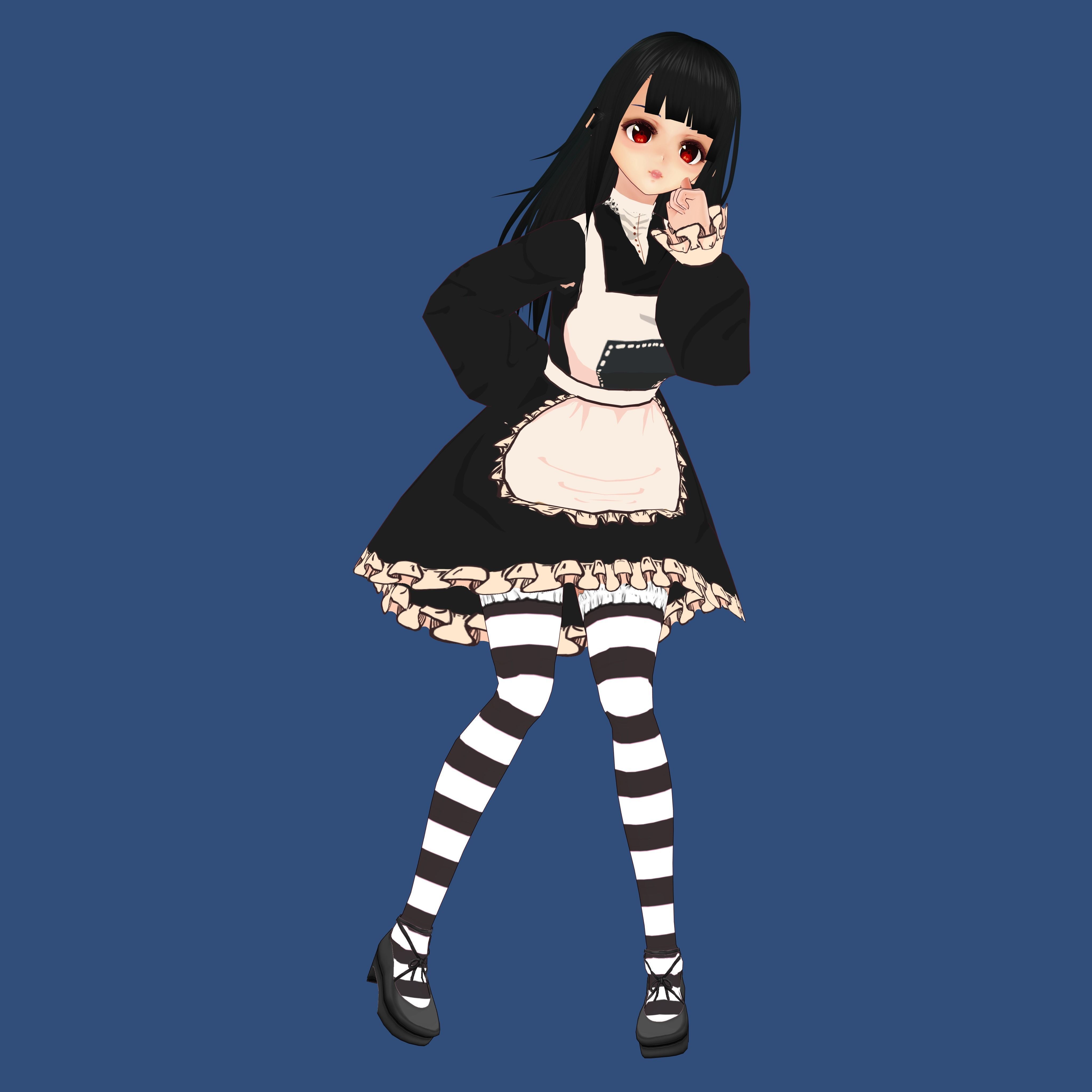 Anime Girl Maid Outfit 3D model_7