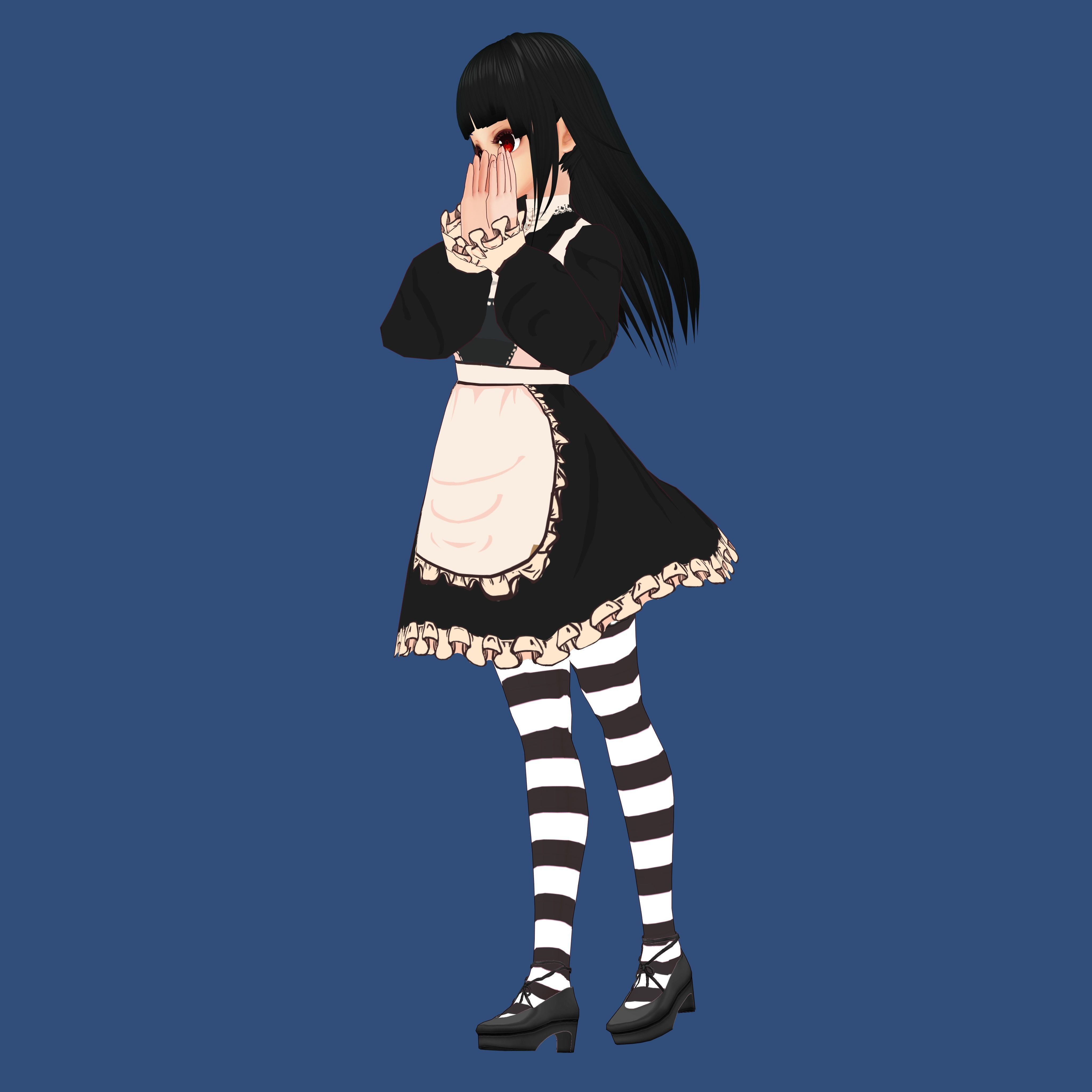 Anime Girl Maid Outfit 3D model_8