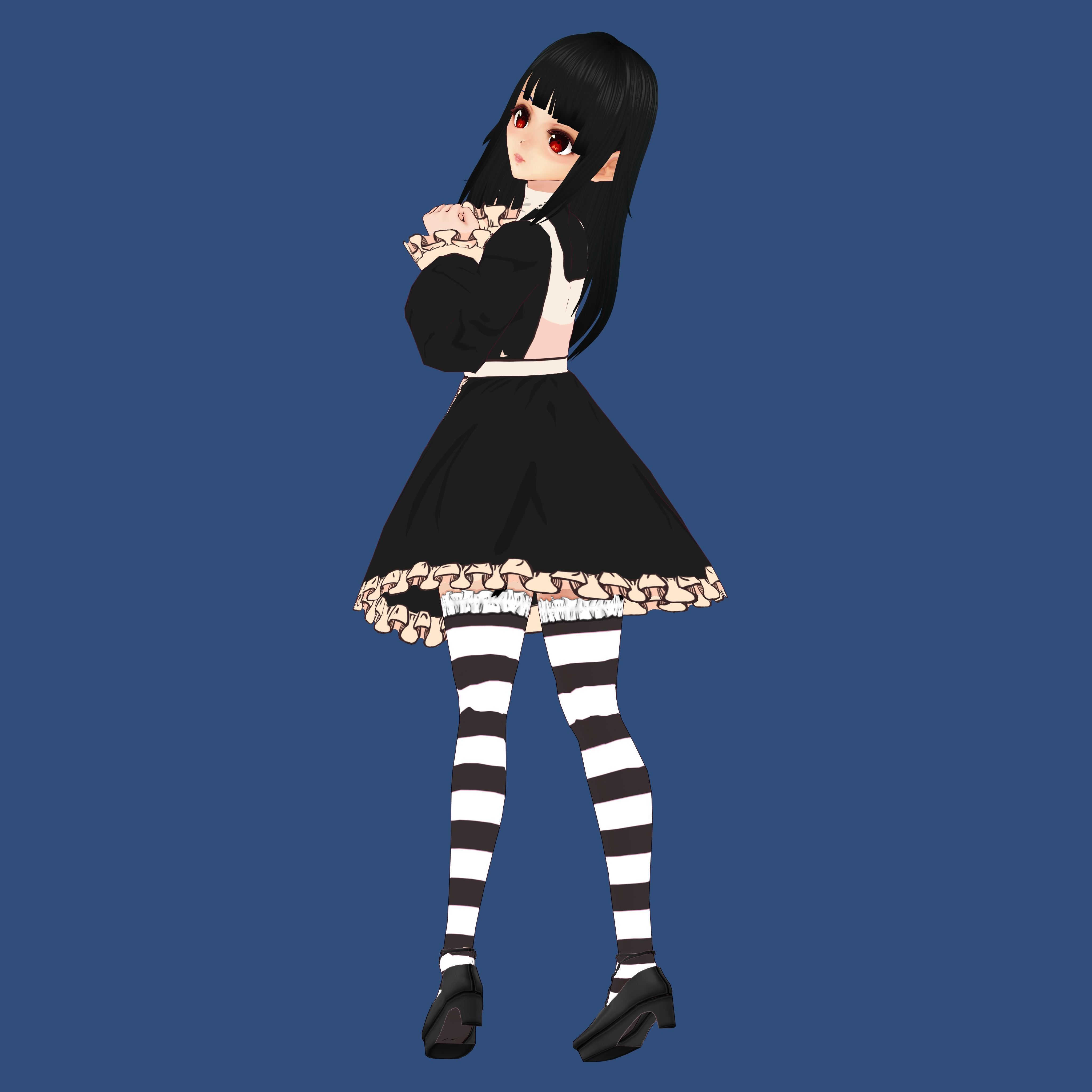 Anime Girl Maid Outfit 3D model_14