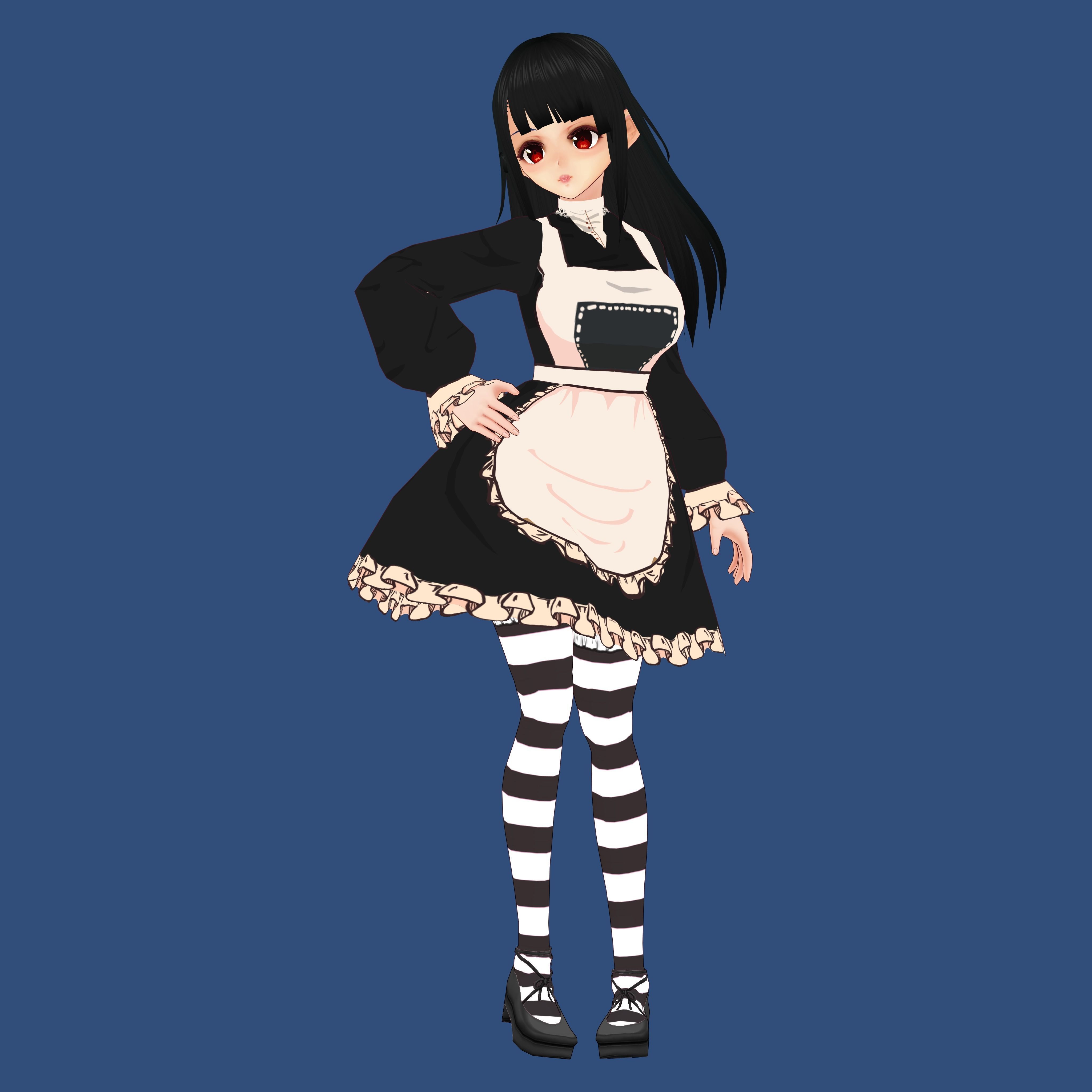 Anime Girl Maid Outfit 3D model_4