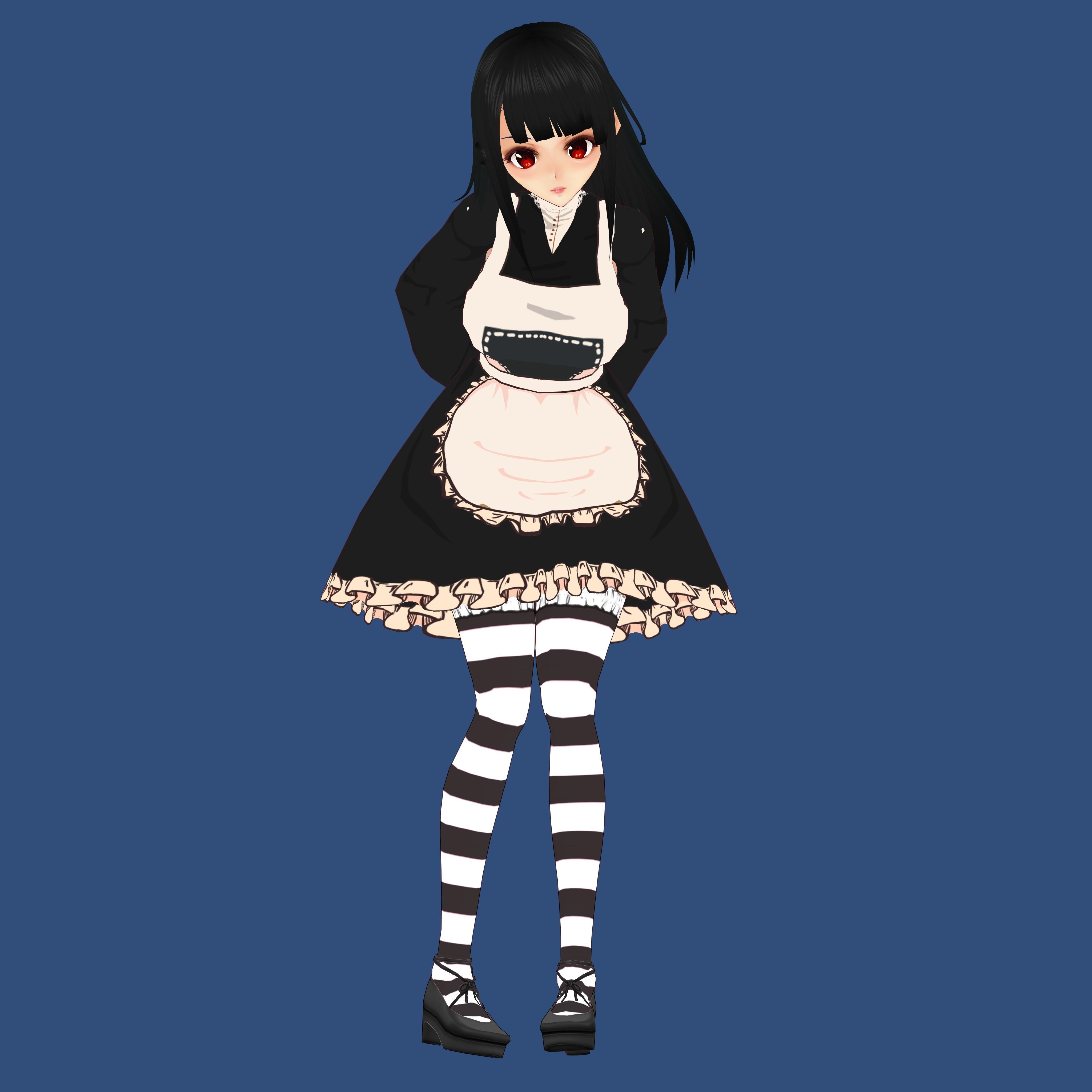 Anime Girl Maid Outfit 3D model_9