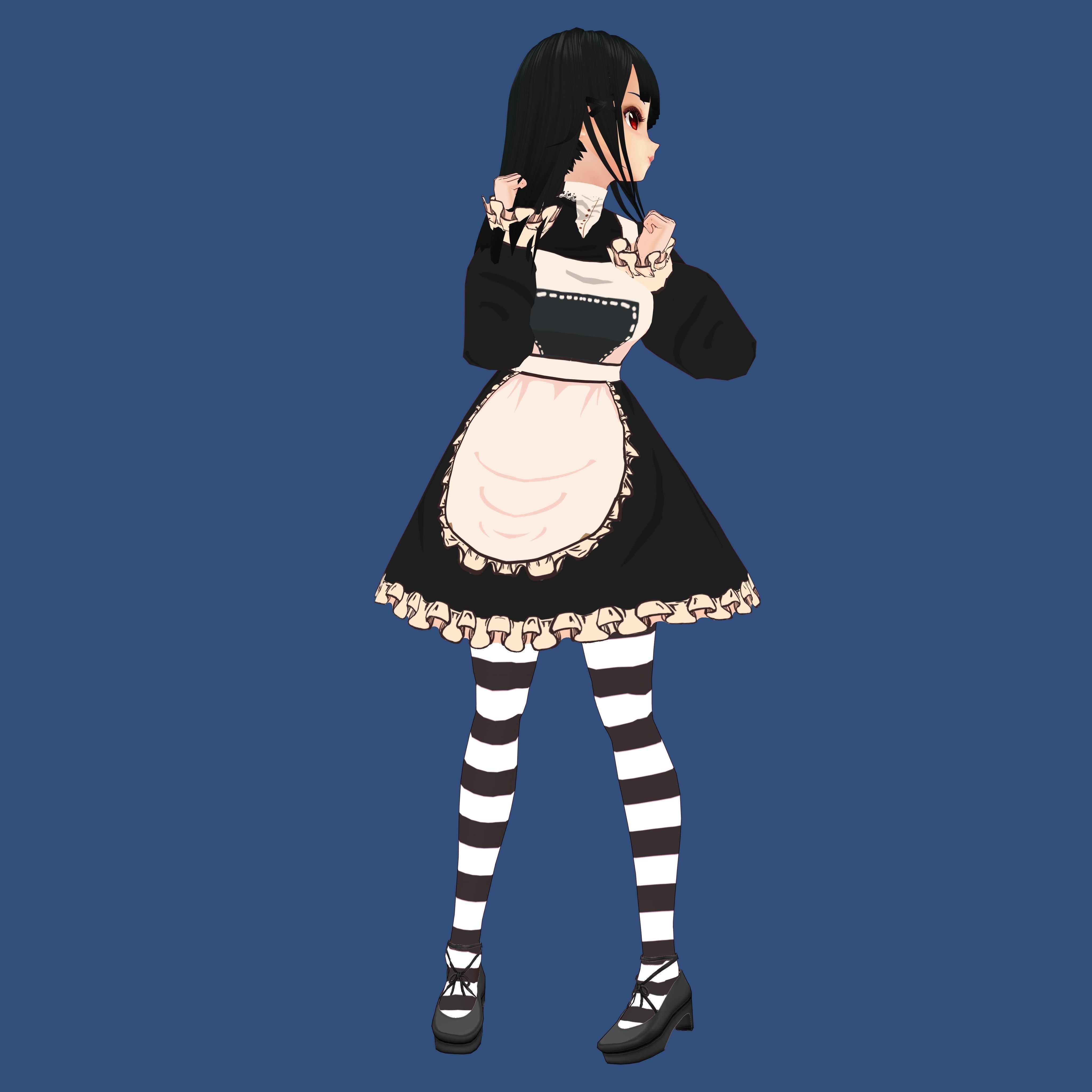 Anime Girl Maid Outfit 3D model_16