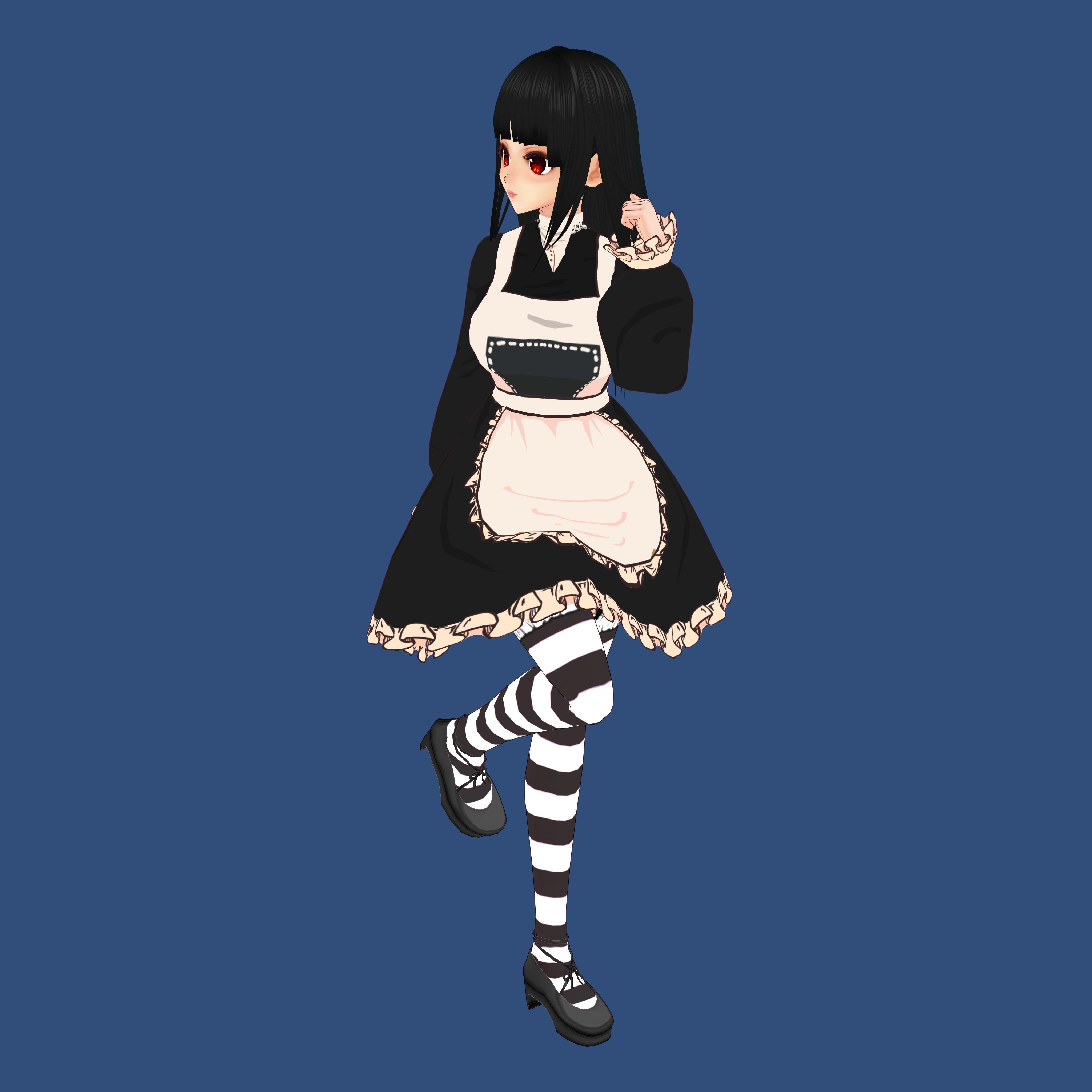 Anime Girl Maid Outfit 3D model_6