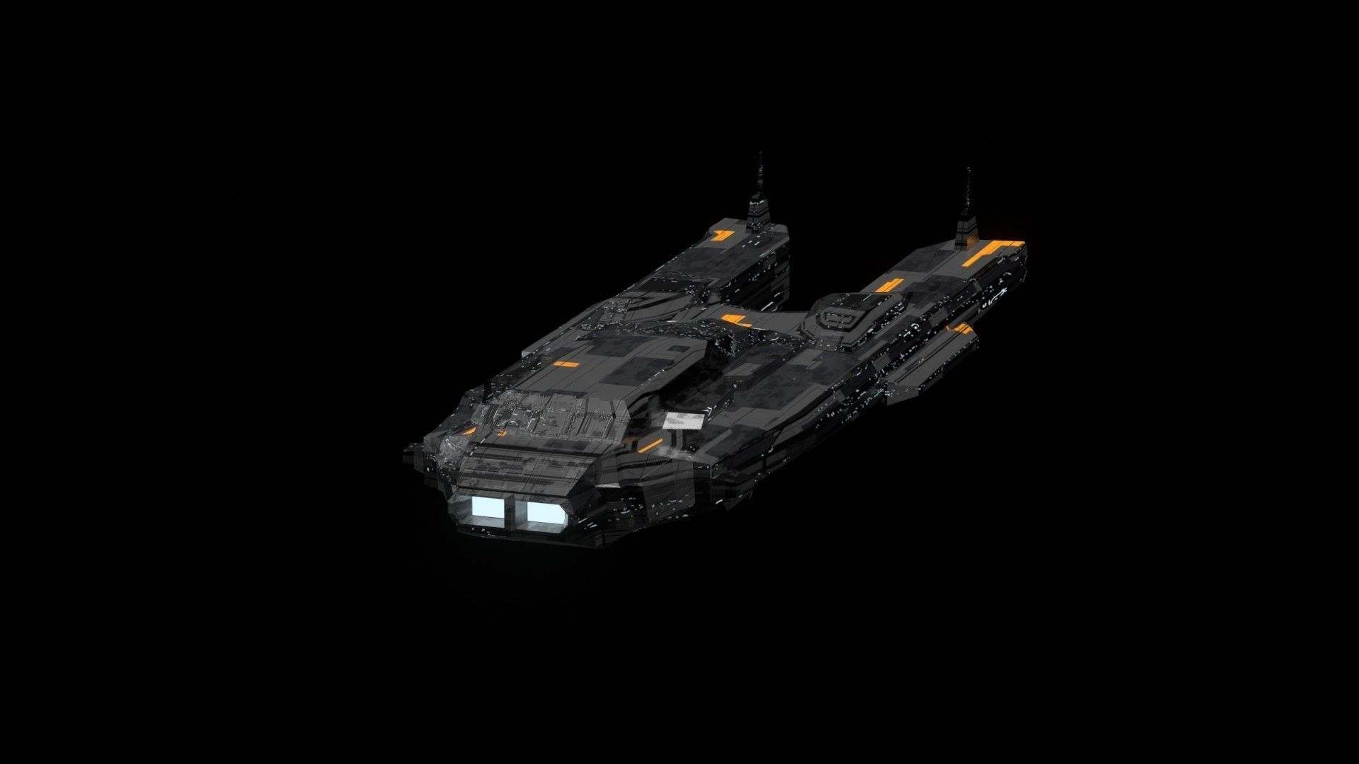 sleek spaceship corvette sci fi detailed low poly 3D Low-poly 3D model_12