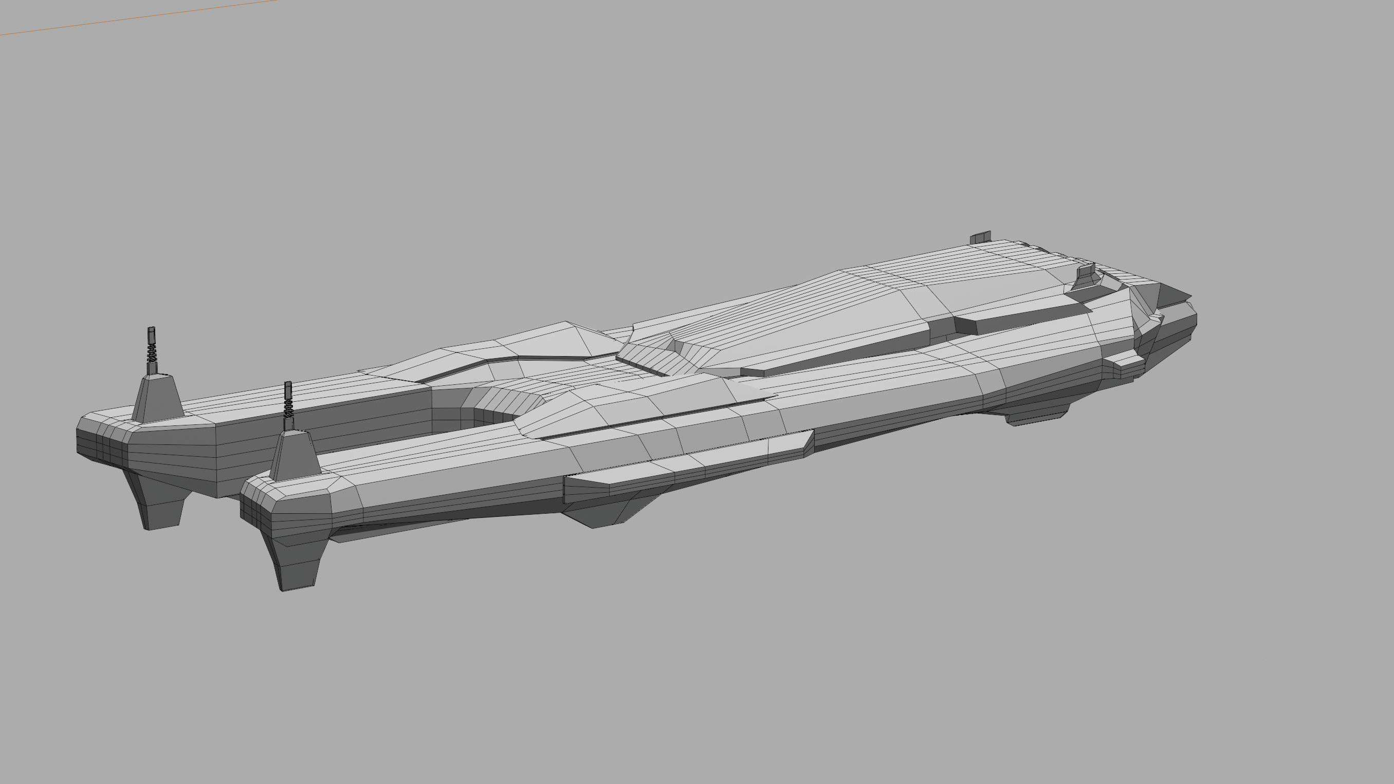 sleek spaceship corvette sci fi detailed low poly 3D Low-poly 3D model_22