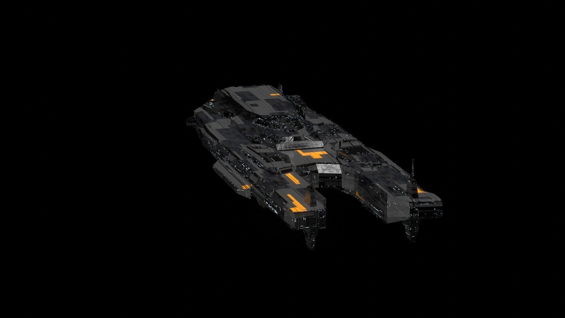 sleek spaceship corvette sci fi detailed low poly 3D Low-poly 3D model_4