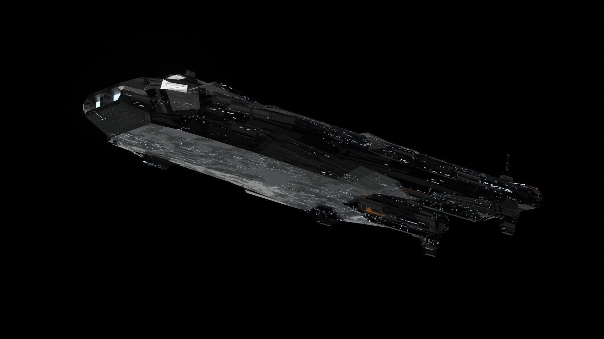 sleek spaceship corvette sci fi detailed low poly 3D Low-poly 3D model_20