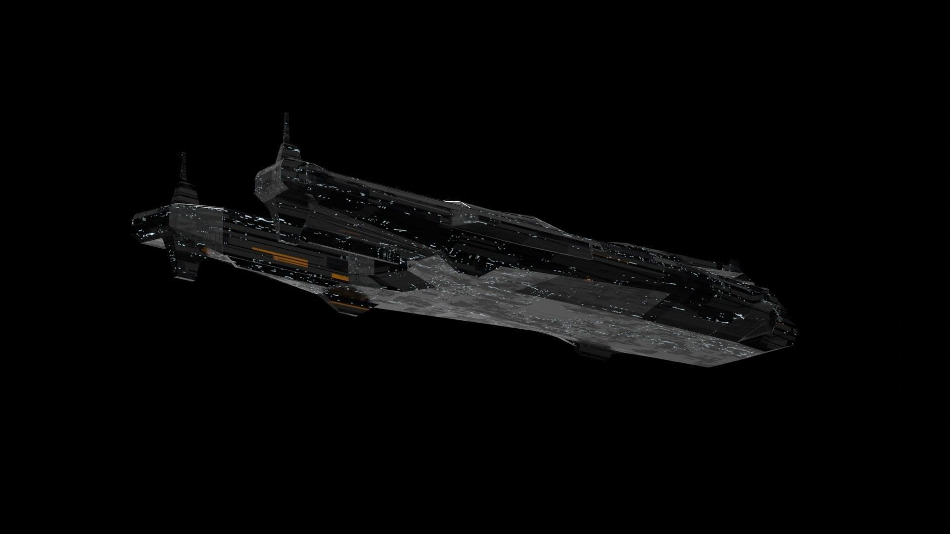 sleek spaceship corvette sci fi detailed low poly 3D Low-poly 3D model_21