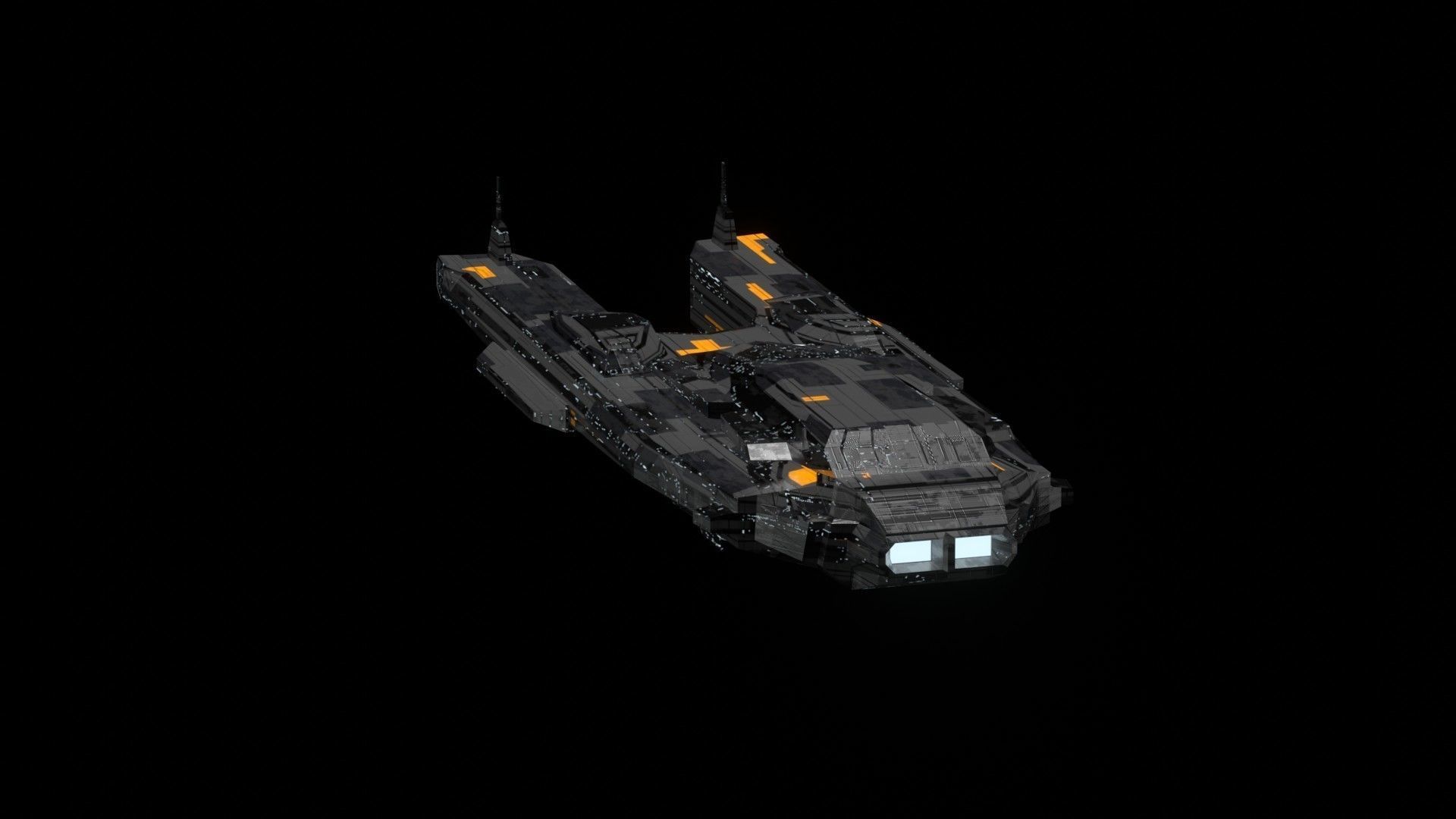 sleek spaceship corvette sci fi detailed low poly 3D Low-poly 3D model_14