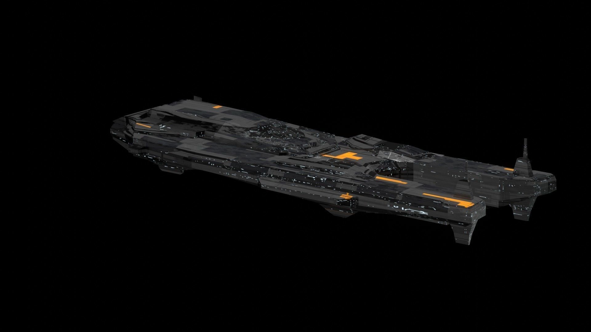 sleek spaceship corvette sci fi detailed low poly 3D Low-poly 3D model_6