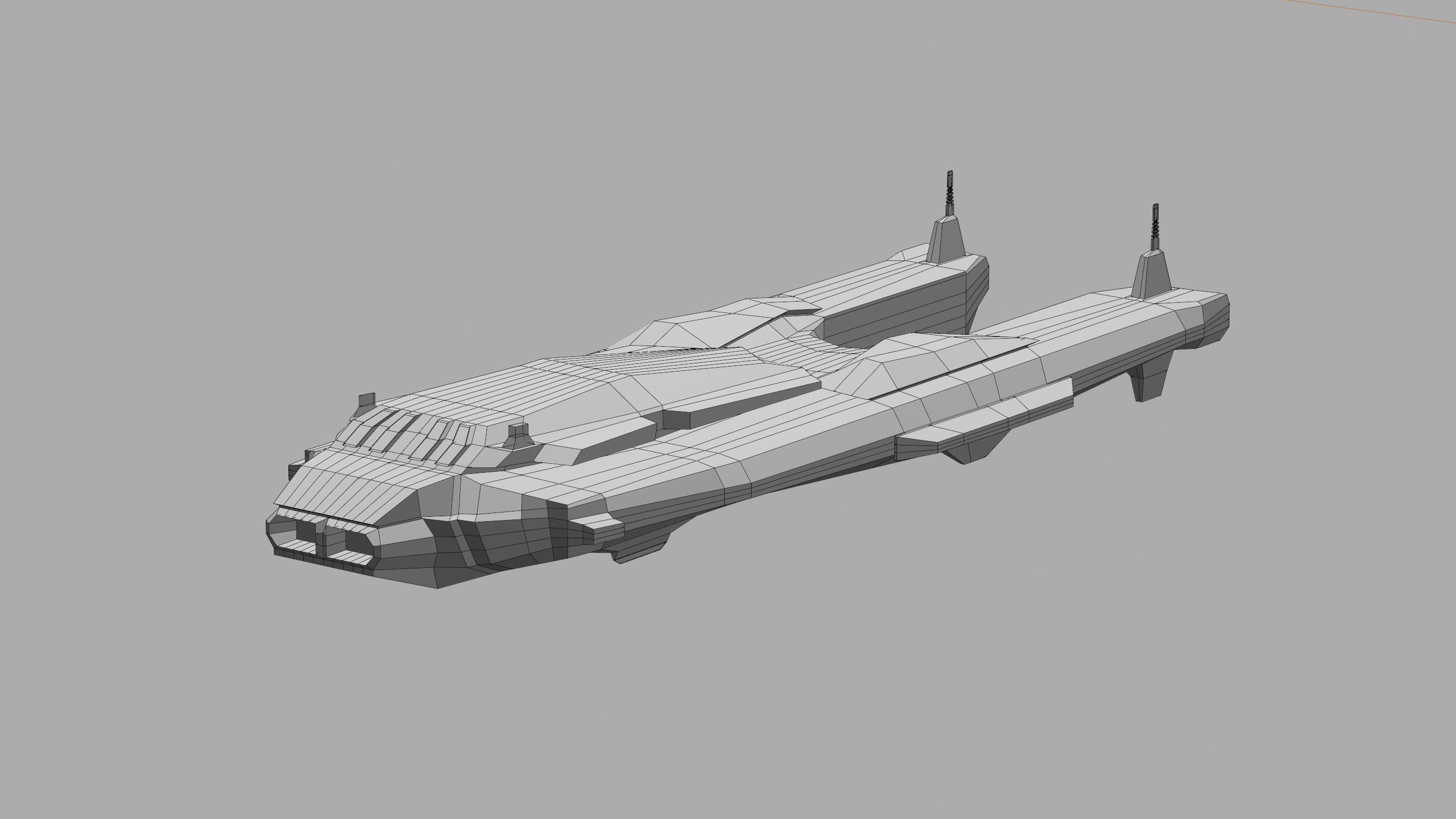 sleek spaceship corvette sci fi detailed low poly 3D Low-poly 3D model_23
