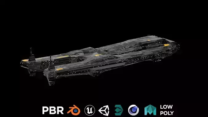 sleek spaceship corvette sci fi detailed low poly 3D