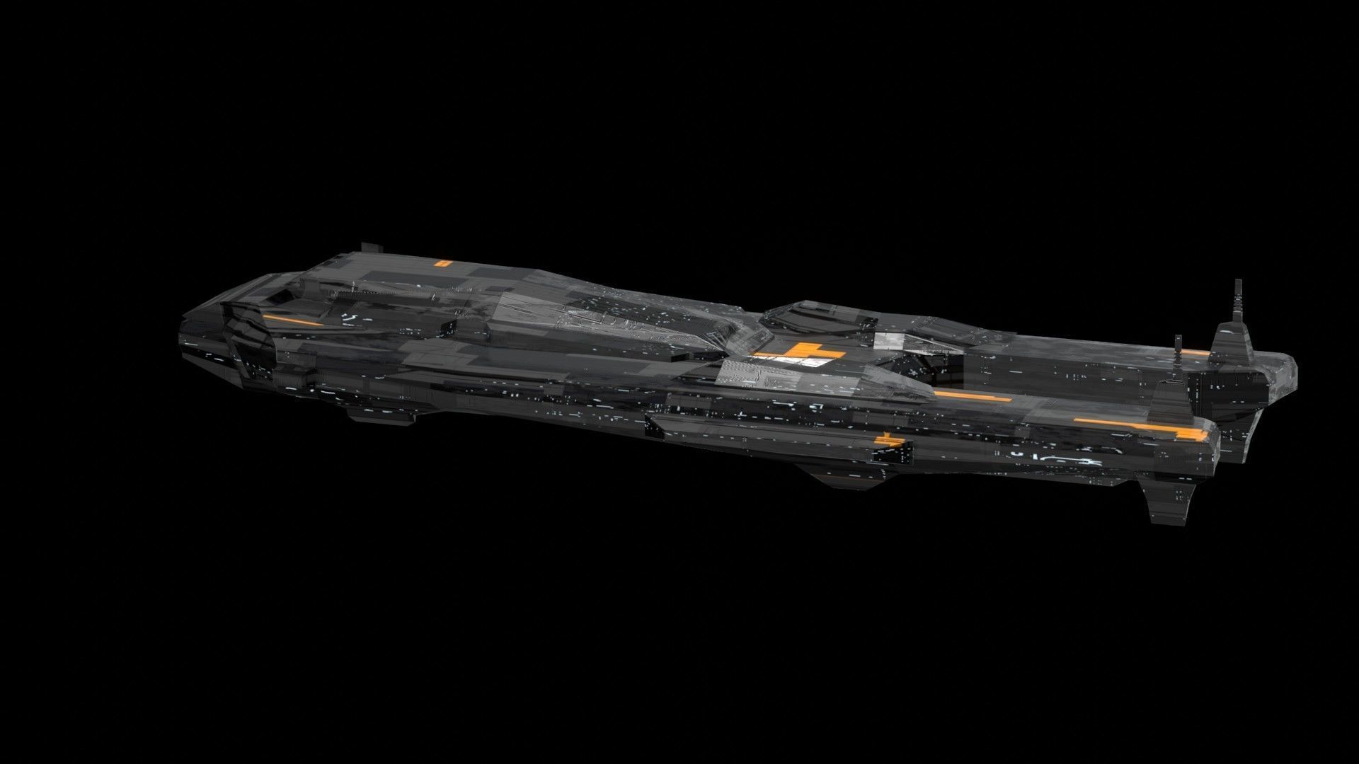 sleek spaceship corvette sci fi detailed low poly 3D Low-poly 3D model_7