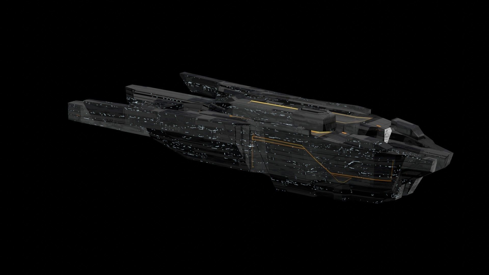 freighter space ship low poly 3D sci fi Low-poly 3D model_17