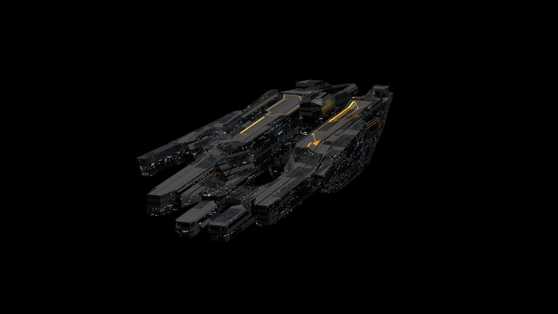 freighter space ship low poly 3D sci fi Low-poly 3D model_3