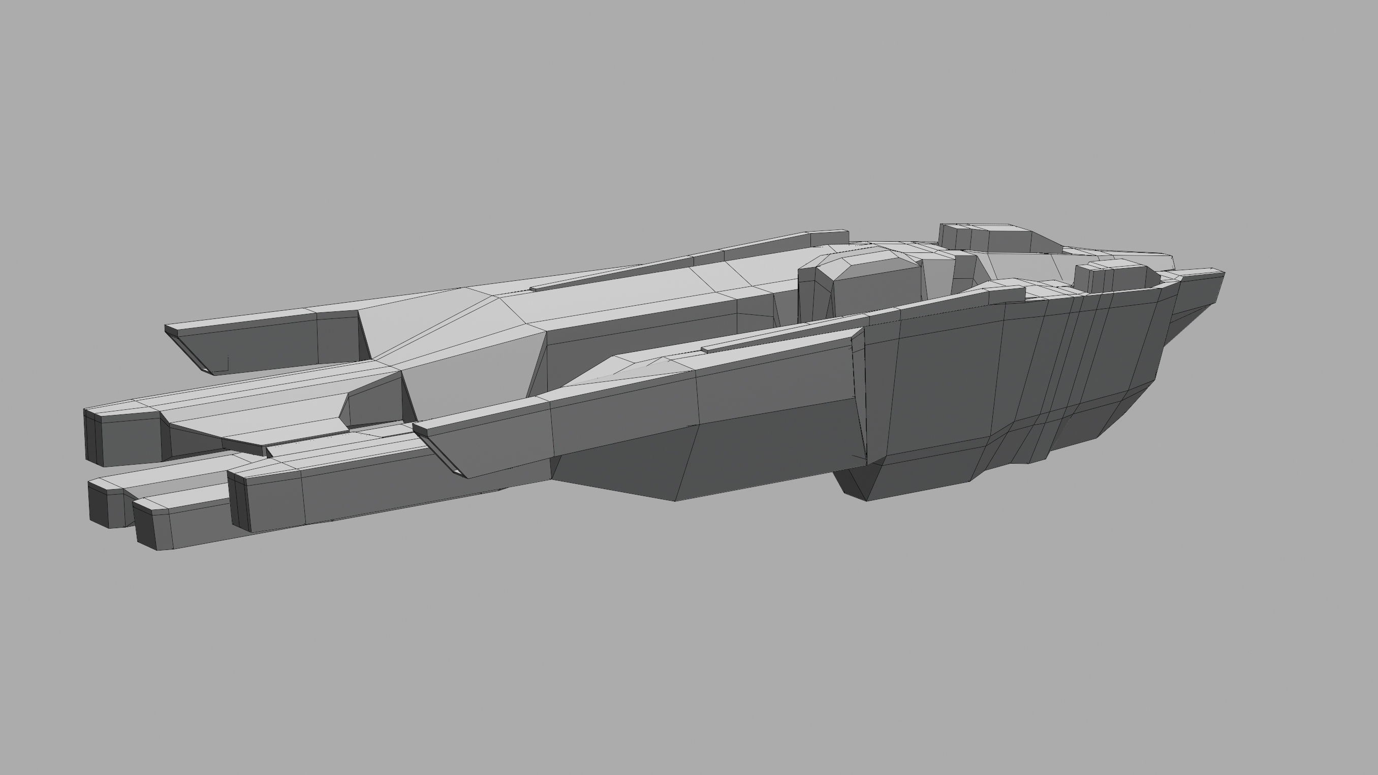 freighter space ship low poly 3D sci fi Low-poly 3D model_23