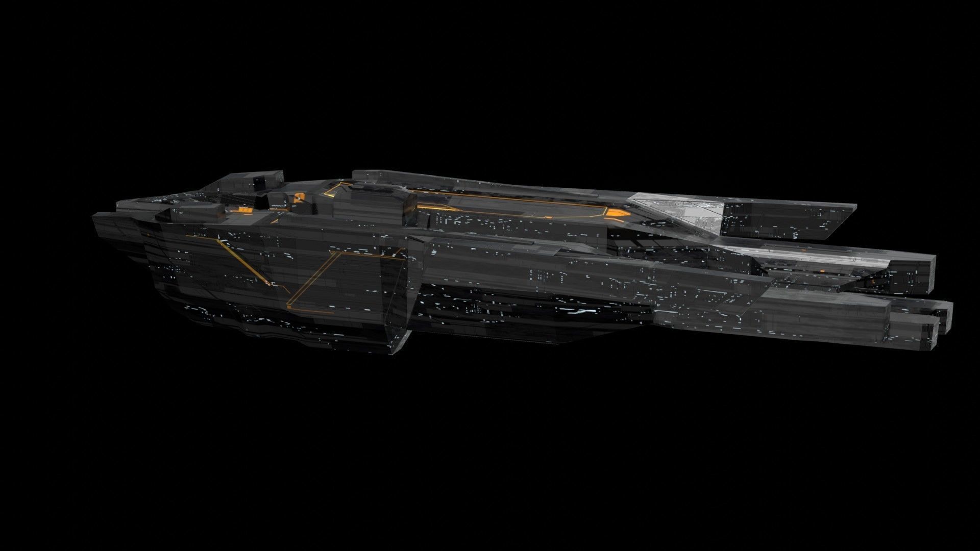 freighter space ship low poly 3D sci fi Low-poly 3D model_8