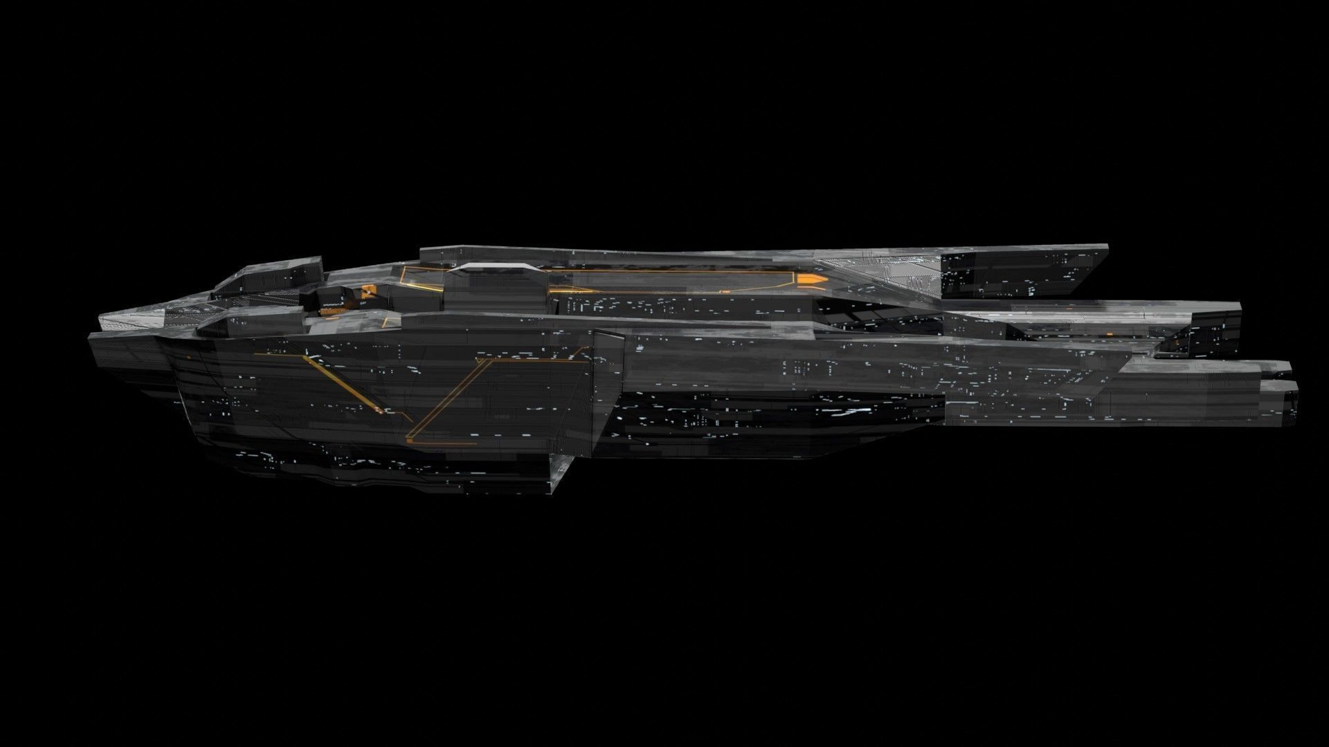 freighter space ship low poly 3D sci fi Low-poly 3D model_9