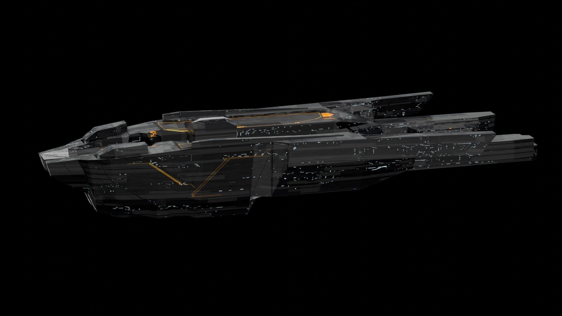 freighter space ship low poly 3D sci fi Low-poly 3D model_10