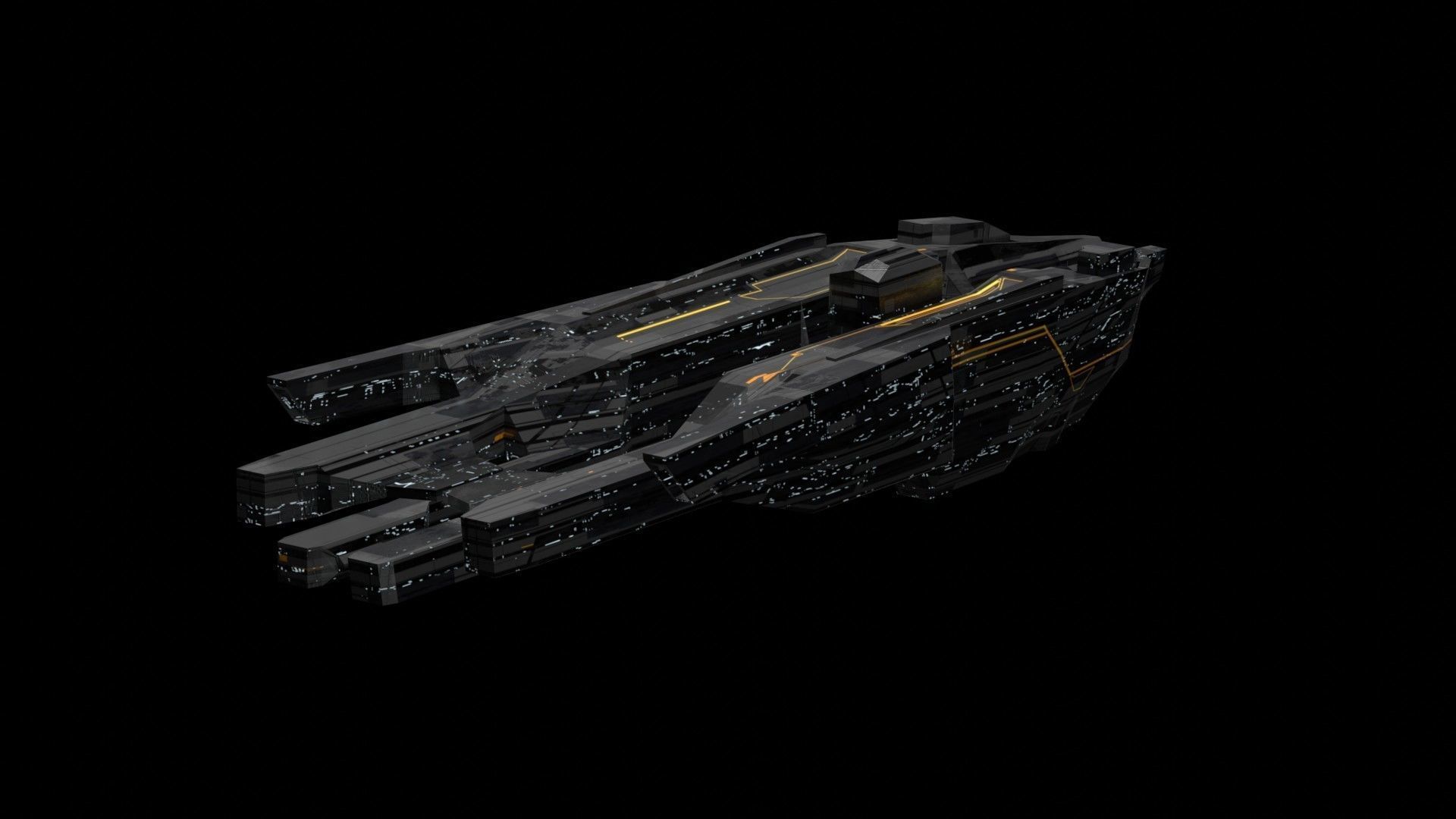 freighter space ship low poly 3D sci fi Low-poly 3D model_2